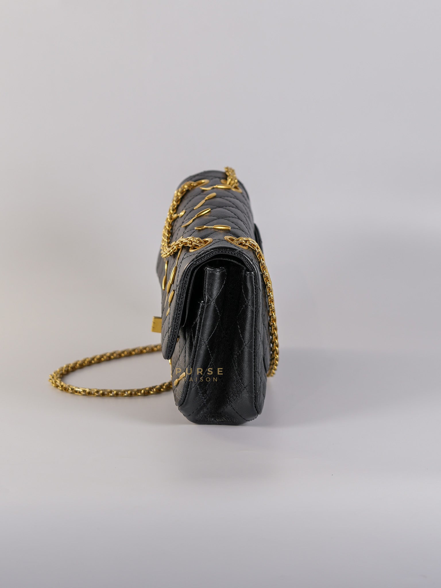 Reissue 2.55 Small Spoon Charms Brasserie Calfskin Leather in Aged Gold Hardware Series 21 | Purse Maison Luxury Bags Shop