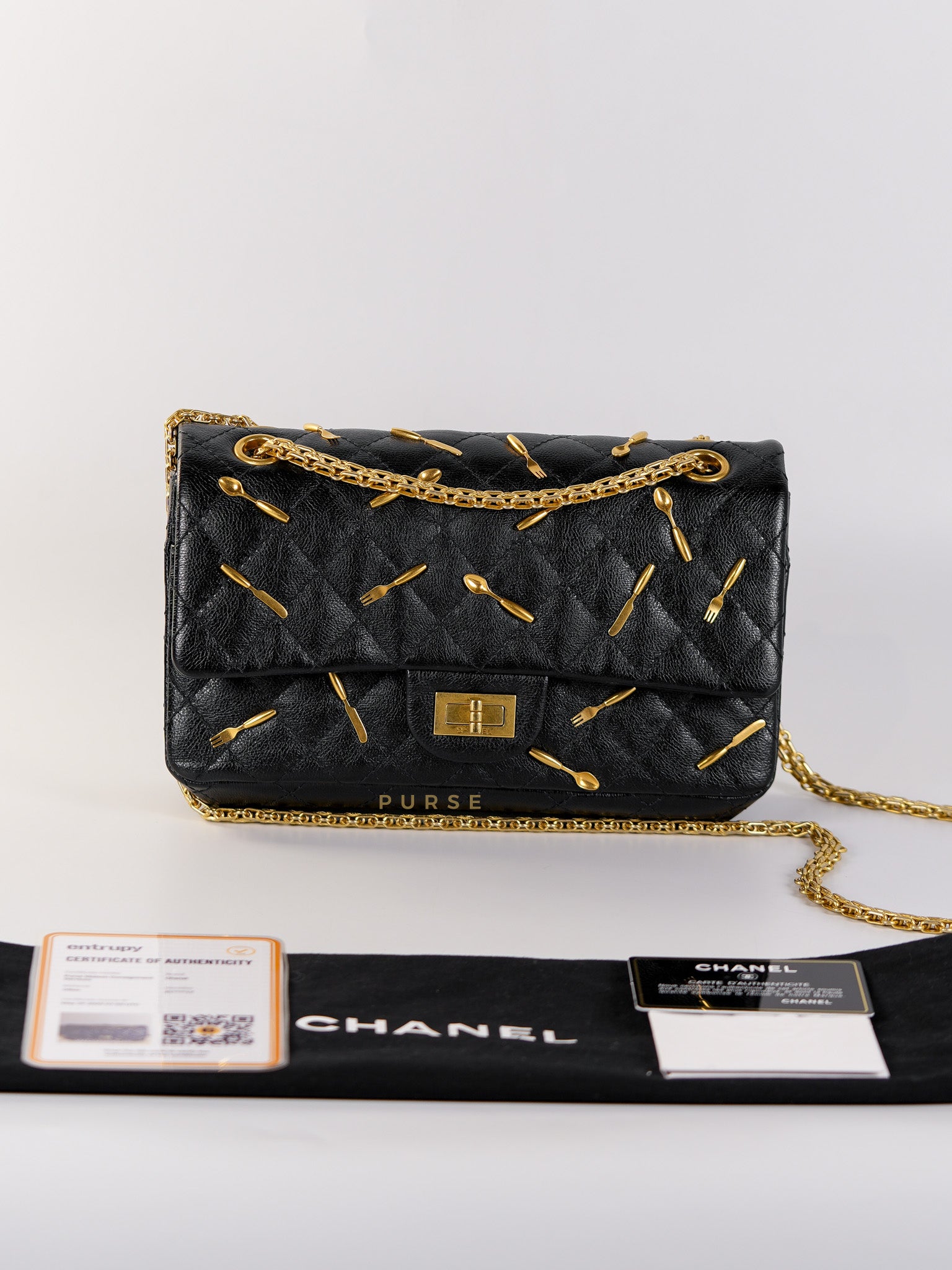 Reissue 2.55 Small Spoon Charms Brasserie Calfskin Leather in Aged Gold Hardware Series 21 | Purse Maison Luxury Bags Shop