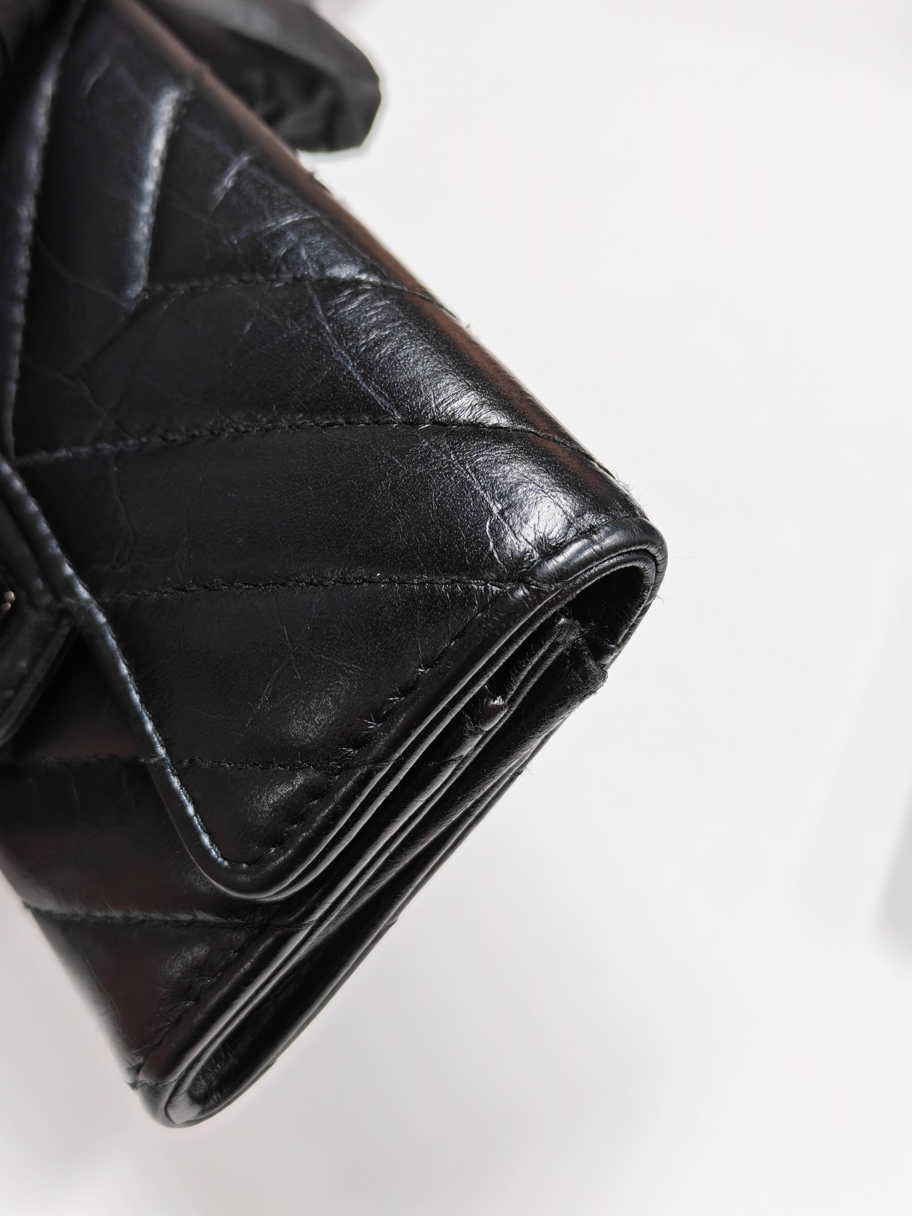 Reissue Flap Card Holder So Black in Distressed Calfskin Leather Series 24 | Purse Maison Luxury Bags Shop