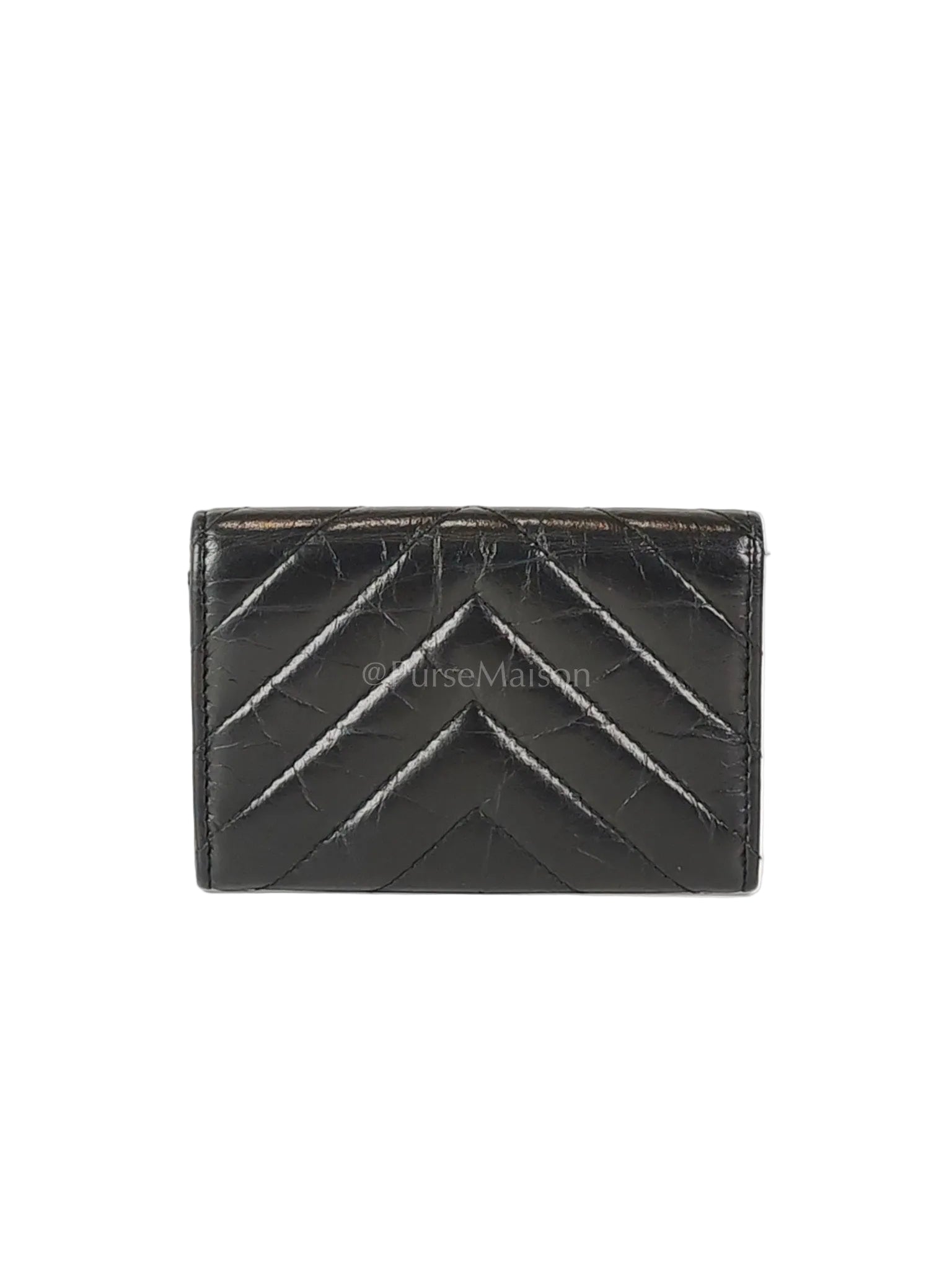 Reissue Flap Card Holder So Black in Distressed Calfskin Leather Series 24 | Purse Maison Luxury Bags Shop