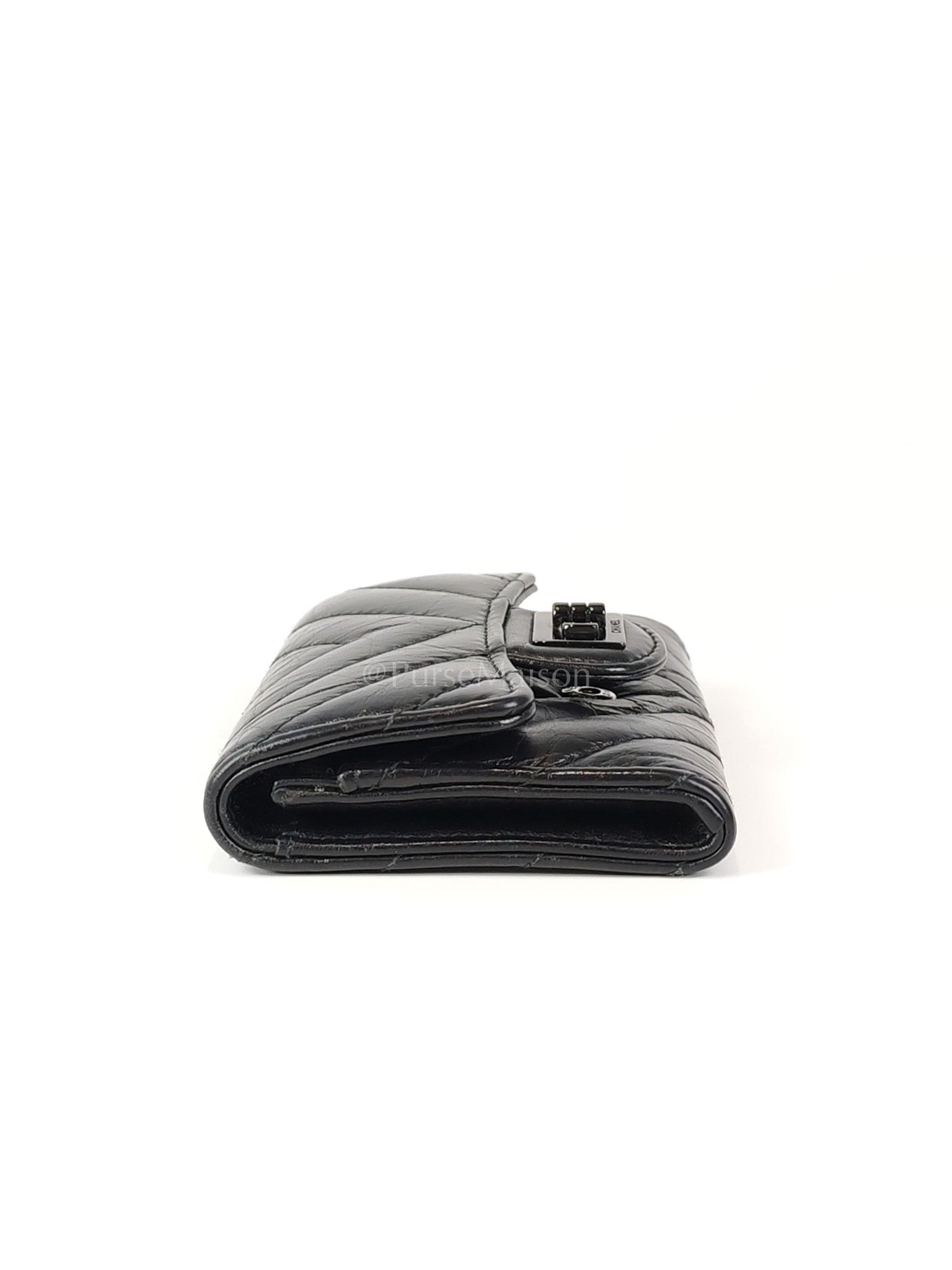 Reissue Flap Card Holder So Black in Distressed Calfskin Leather Series 24 | Purse Maison Luxury Bags Shop