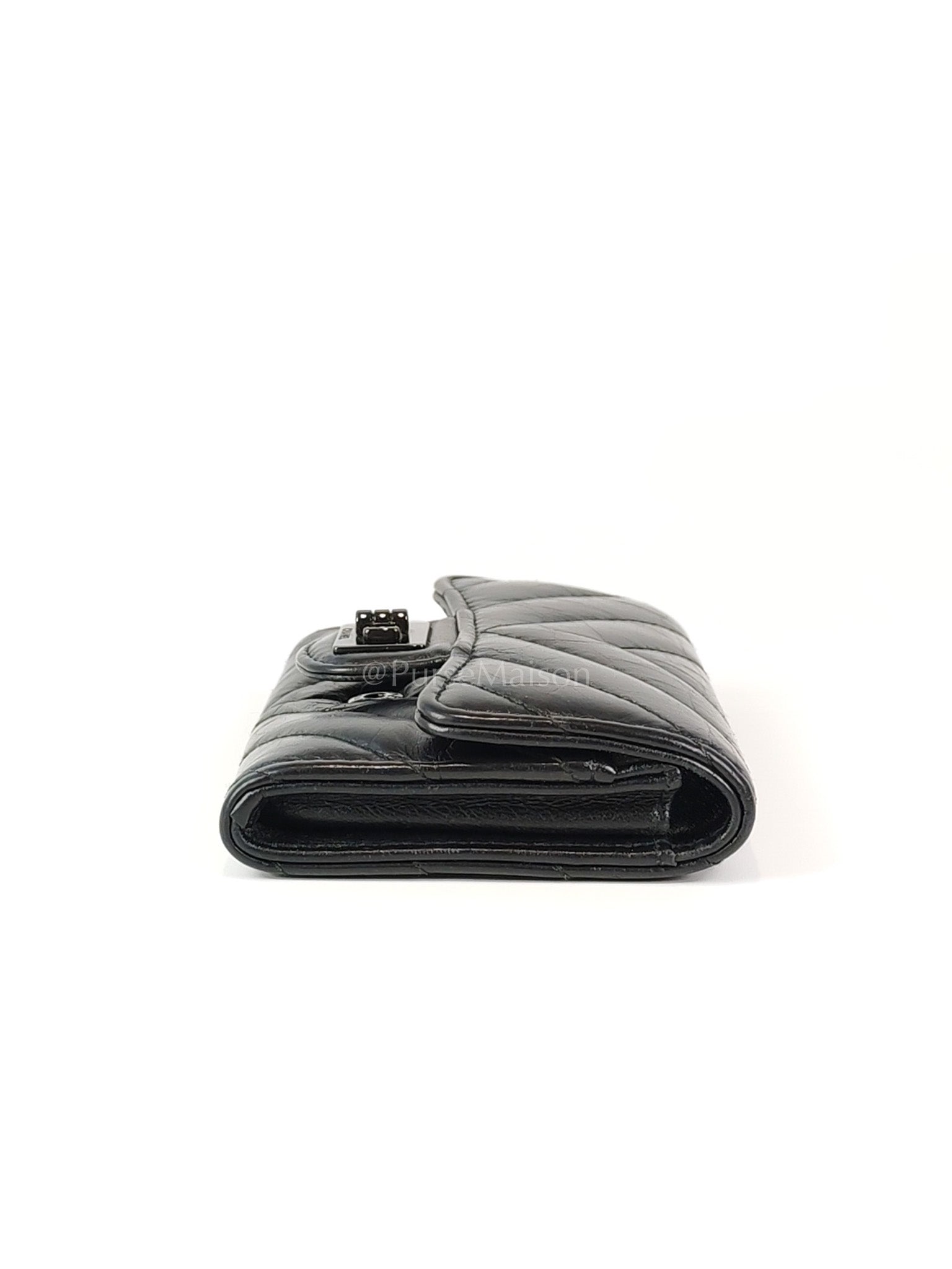 Reissue Flap Card Holder So Black in Distressed Calfskin Leather Series 24 | Purse Maison Luxury Bags Shop