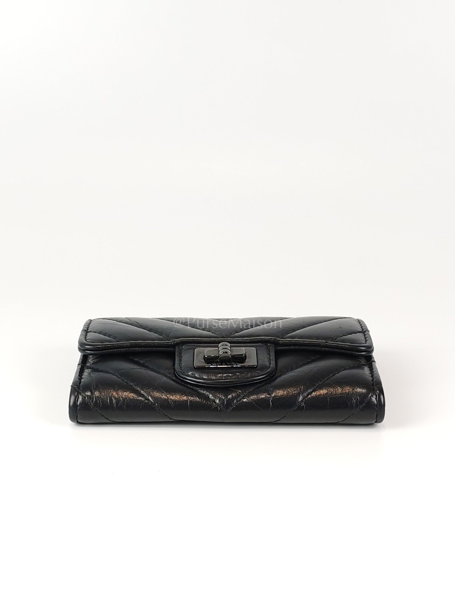 Reissue Flap Card Holder So Black in Distressed Calfskin Leather Series 24 | Purse Maison Luxury Bags Shop