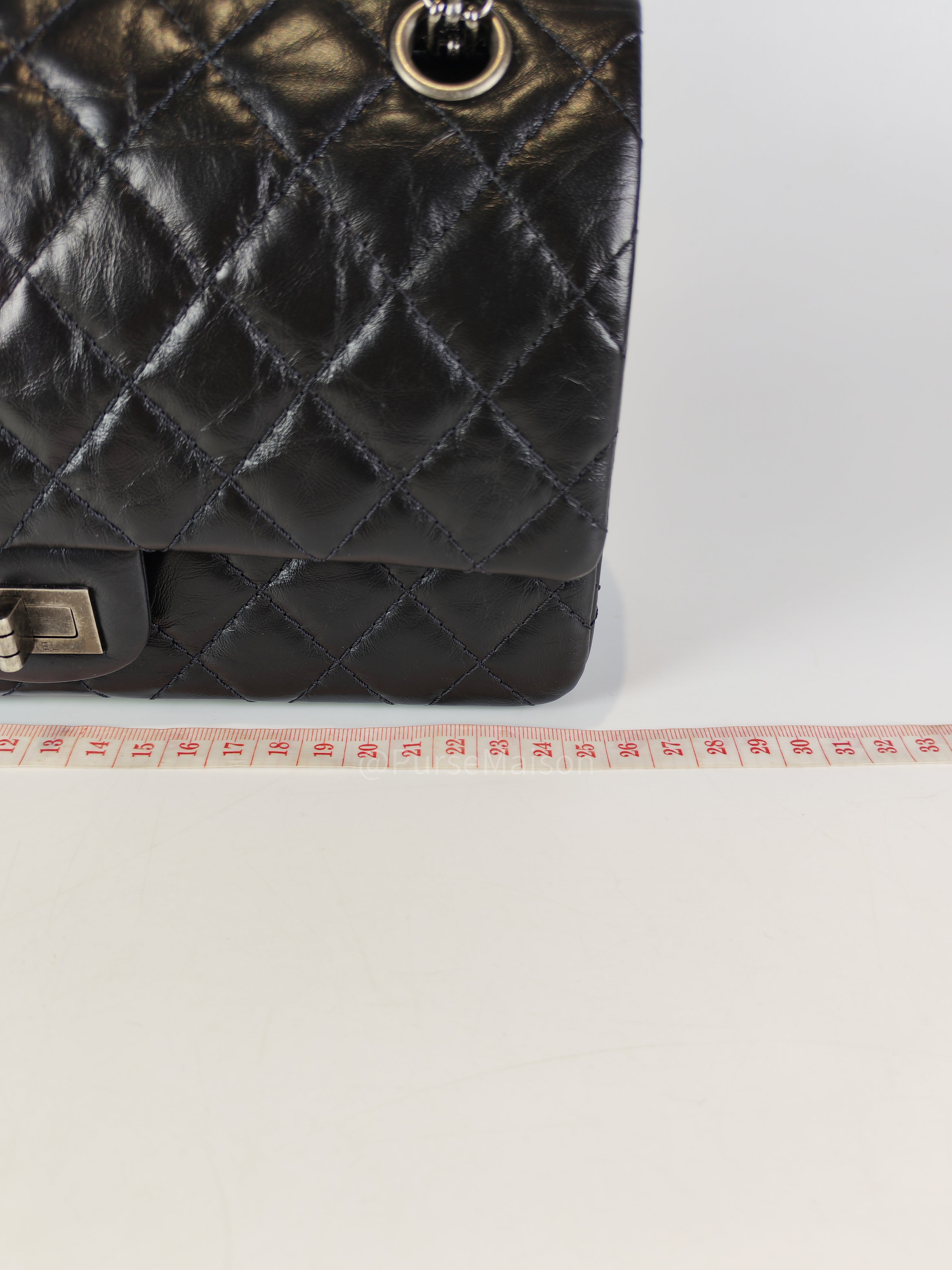 Reissue Small in Black Aged Calfskin Leather and Ruthenium Hardware (Microchip) | Purse Maison Luxury Bags Shop