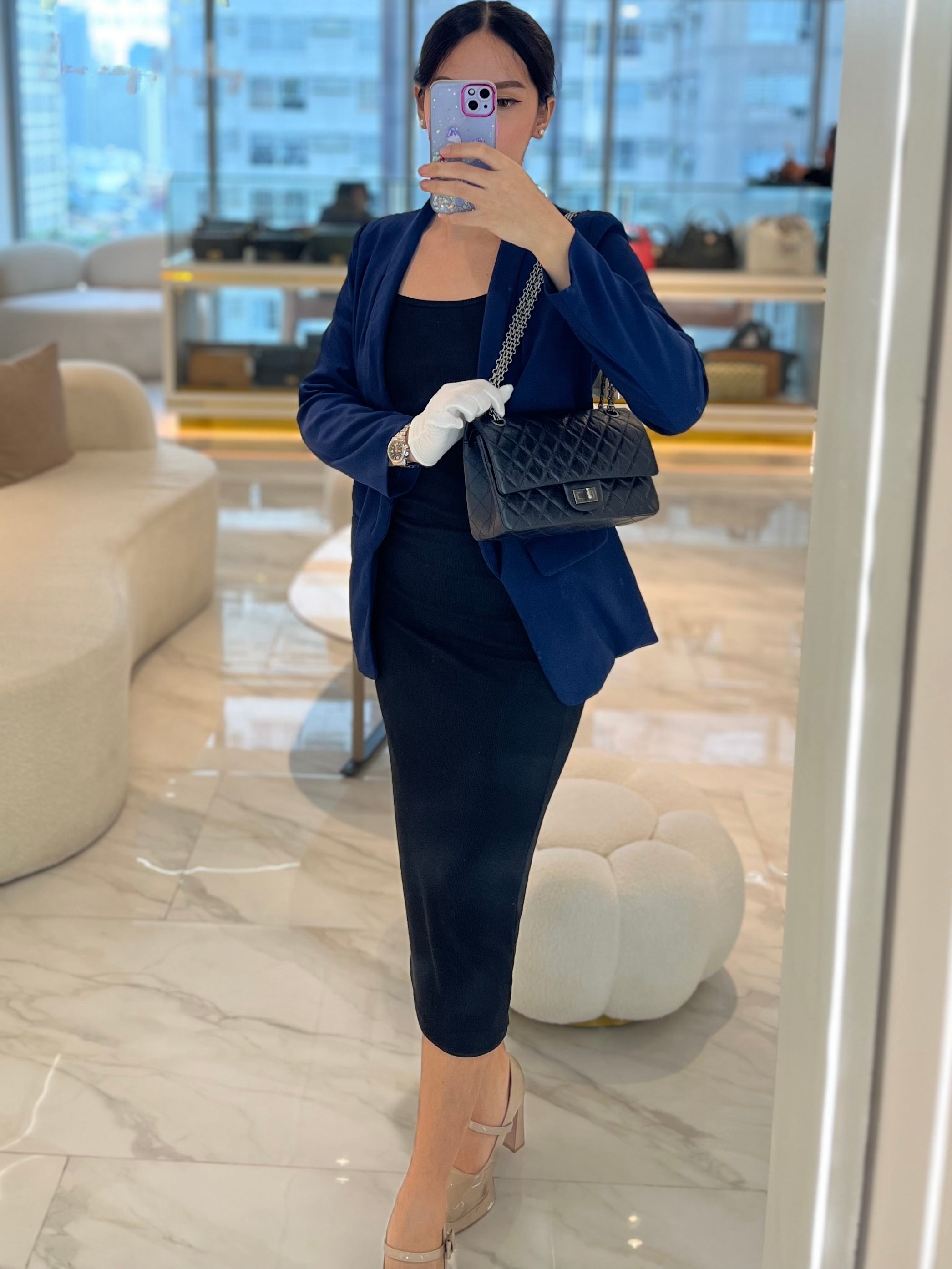 Reissue Small in Black Aged Calfskin Leather and Ruthenium Hardware (Microchip) | Purse Maison Luxury Bags Shop