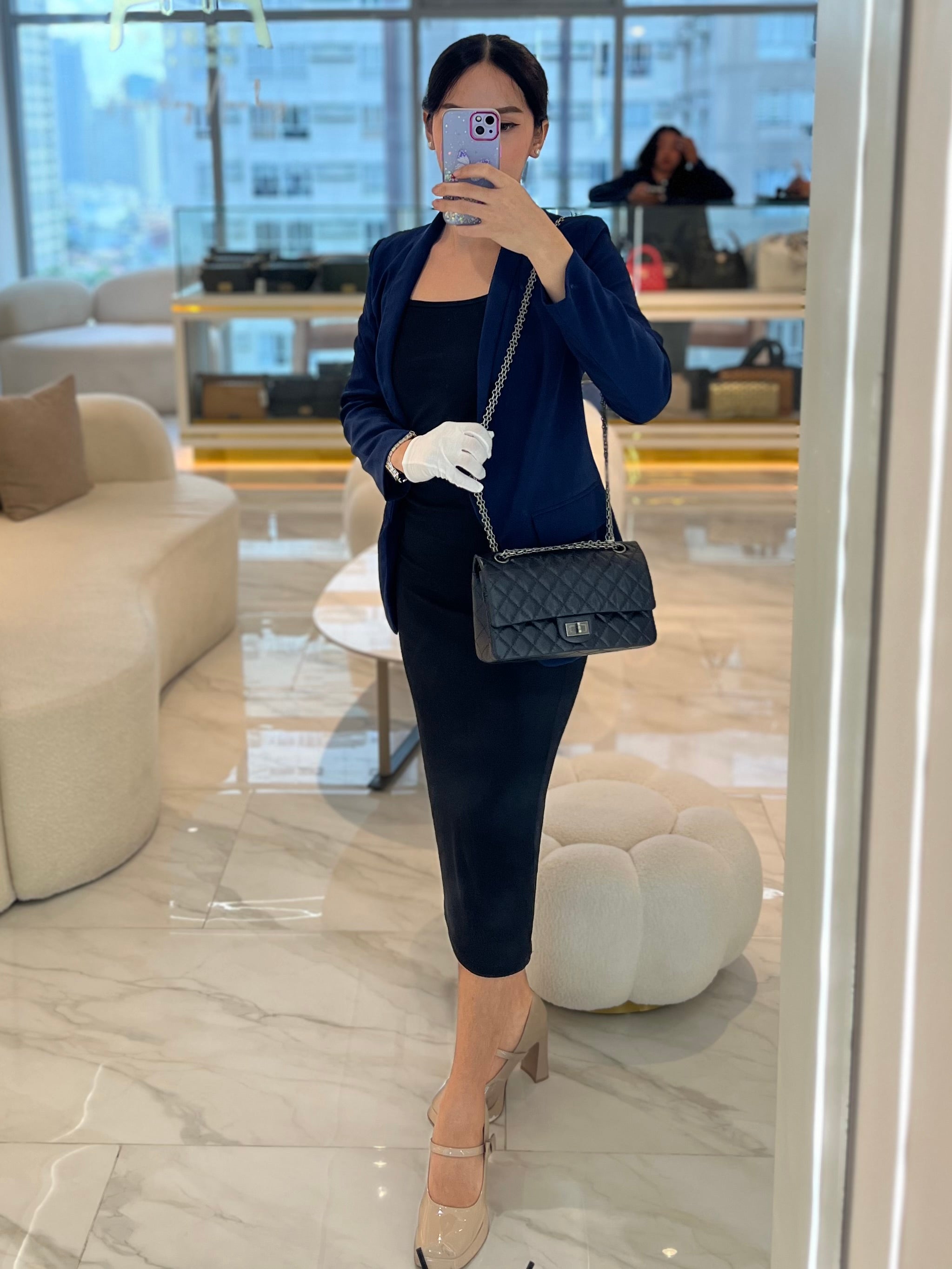 Reissue Small in Black Aged Calfskin Leather and Ruthenium Hardware (Microchip) | Purse Maison Luxury Bags Shop