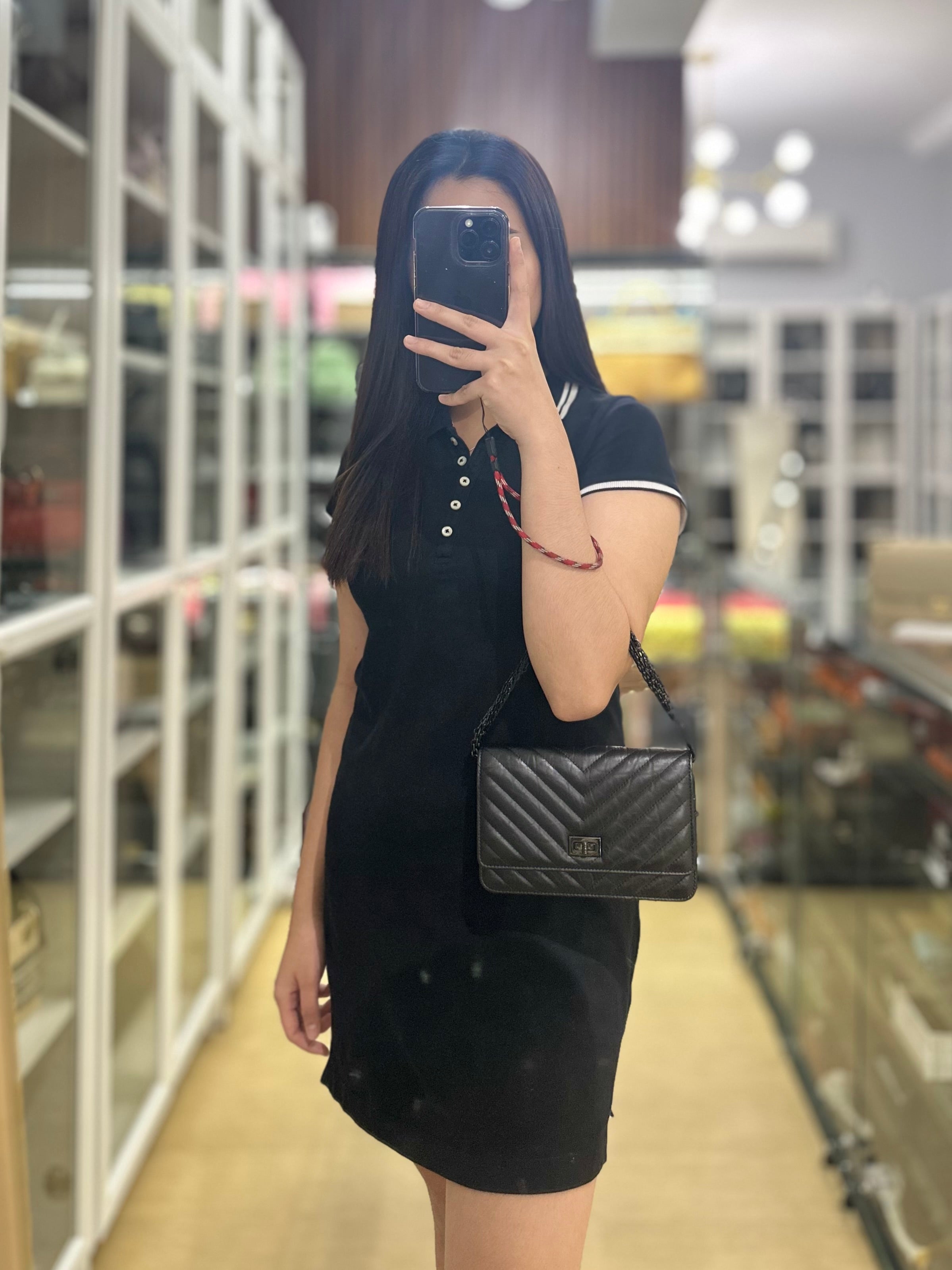 Reissue Wallet on Chain Chevron Calfskin Leather So Black Series 30 | Purse Maison Luxury Bags Shop