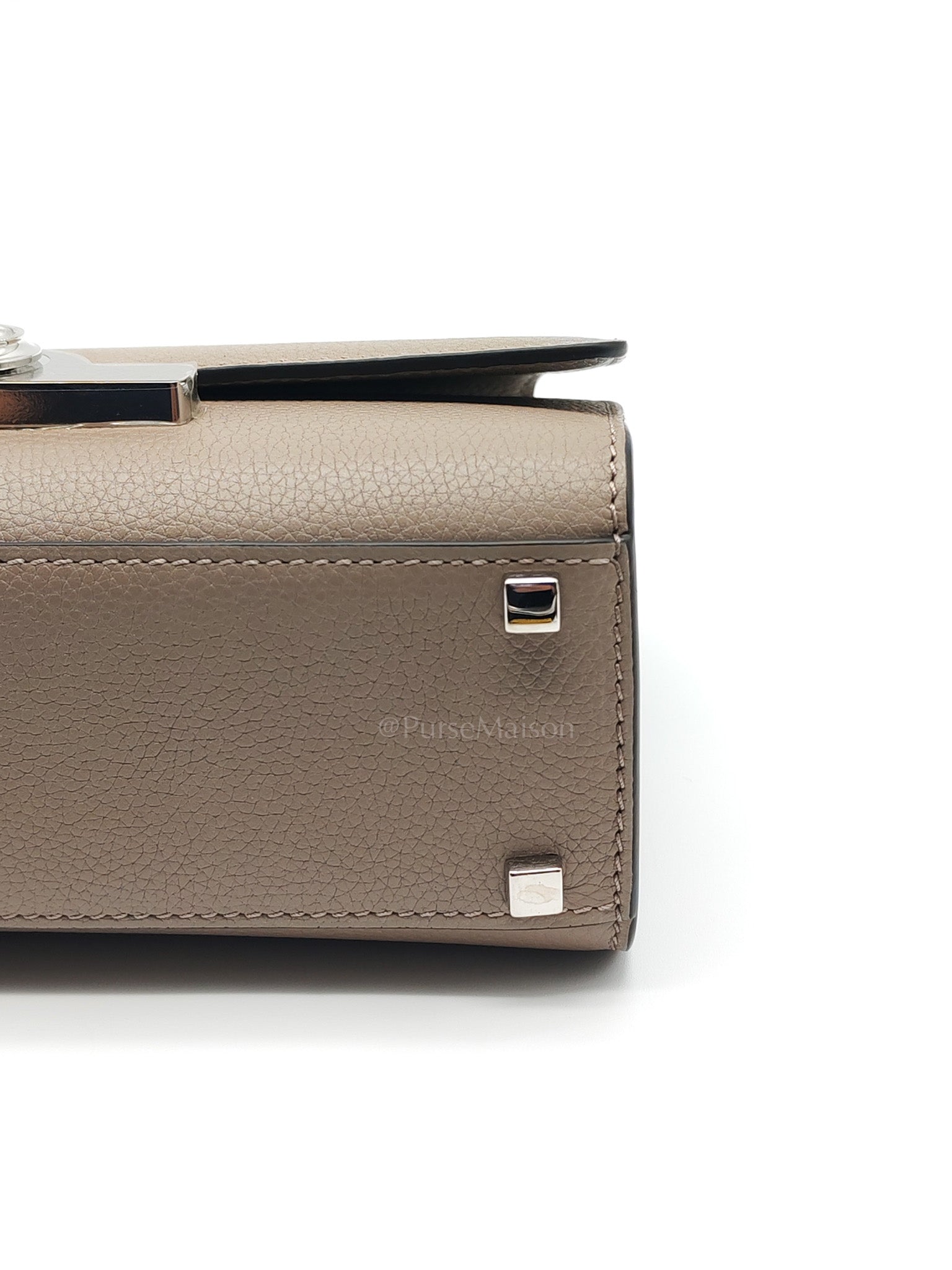 Rejane BB Hand Bag in Taupe Taurillon Calfskin Leather & Silver Hardware | Purse Maison Luxury Bags Shop