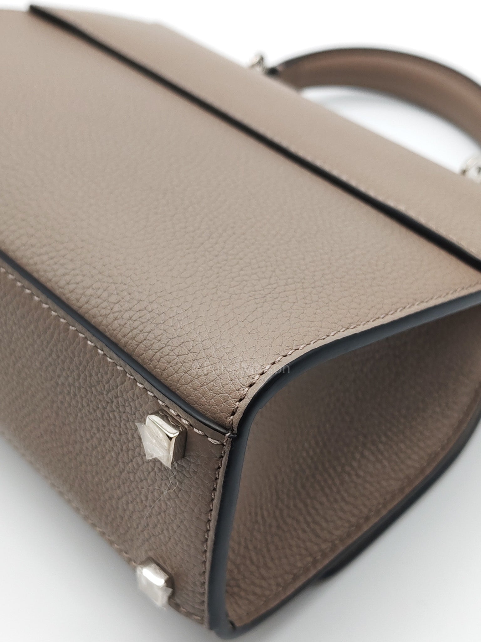 Rejane BB Hand Bag in Taupe Taurillon Calfskin Leather & Silver Hardware | Purse Maison Luxury Bags Shop