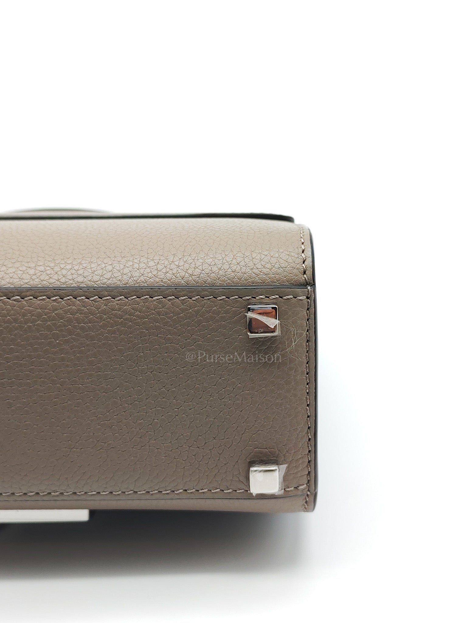 Rejane BB Hand Bag in Taupe Taurillon Calfskin Leather & Silver Hardware | Purse Maison Luxury Bags Shop