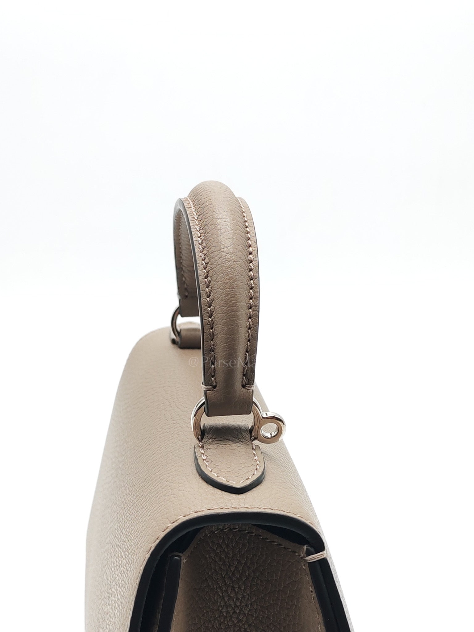 Rejane BB Hand Bag in Taupe Taurillon Calfskin Leather & Silver Hardware | Purse Maison Luxury Bags Shop
