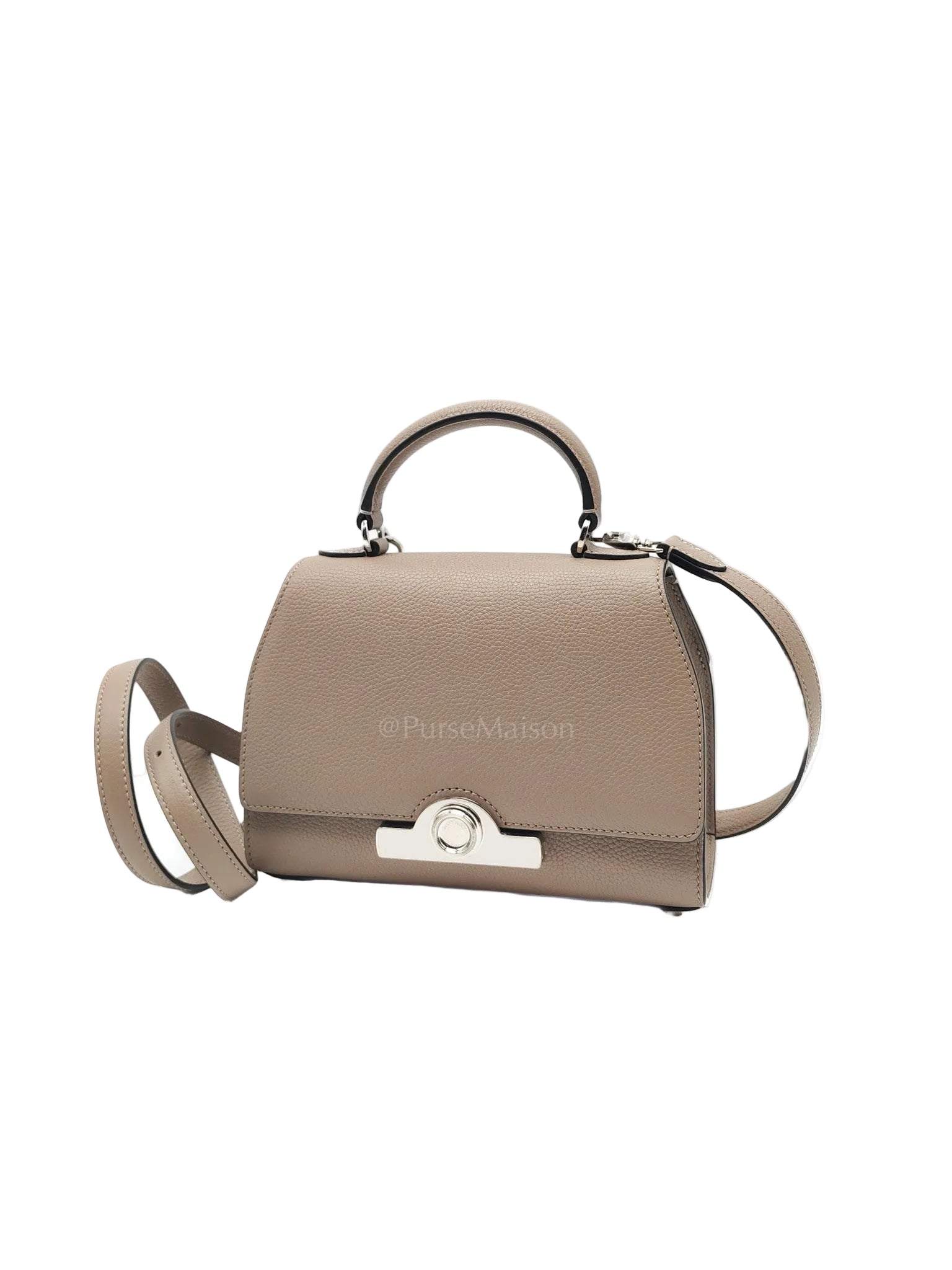 Rejane BB Hand Bag in Taupe Taurillon Calfskin Leather & Silver Hardware | Purse Maison Luxury Bags Shop