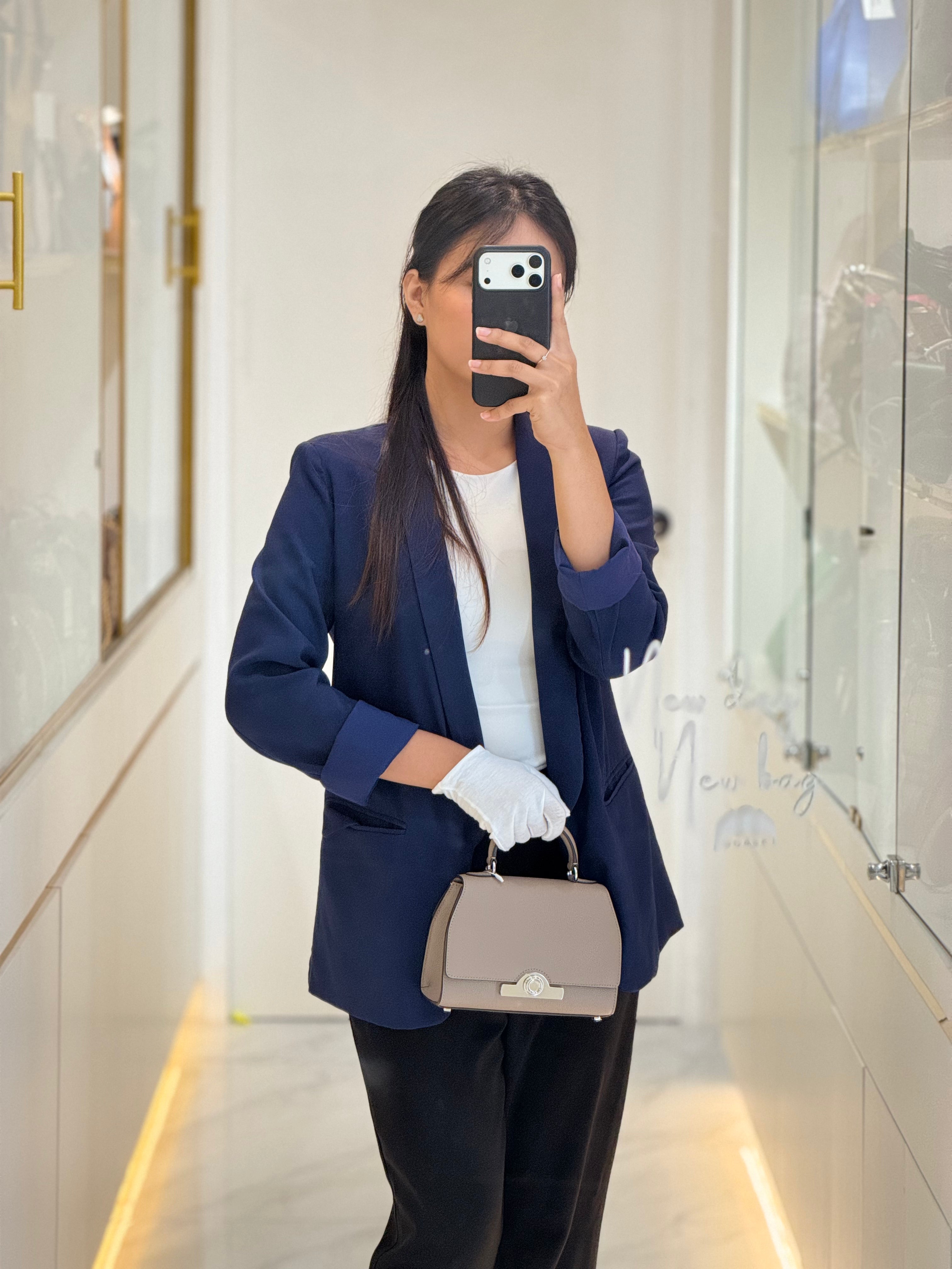 Rejane BB Hand Bag in Taupe Taurillon Calfskin Leather & Silver Hardware | Purse Maison Luxury Bags Shop