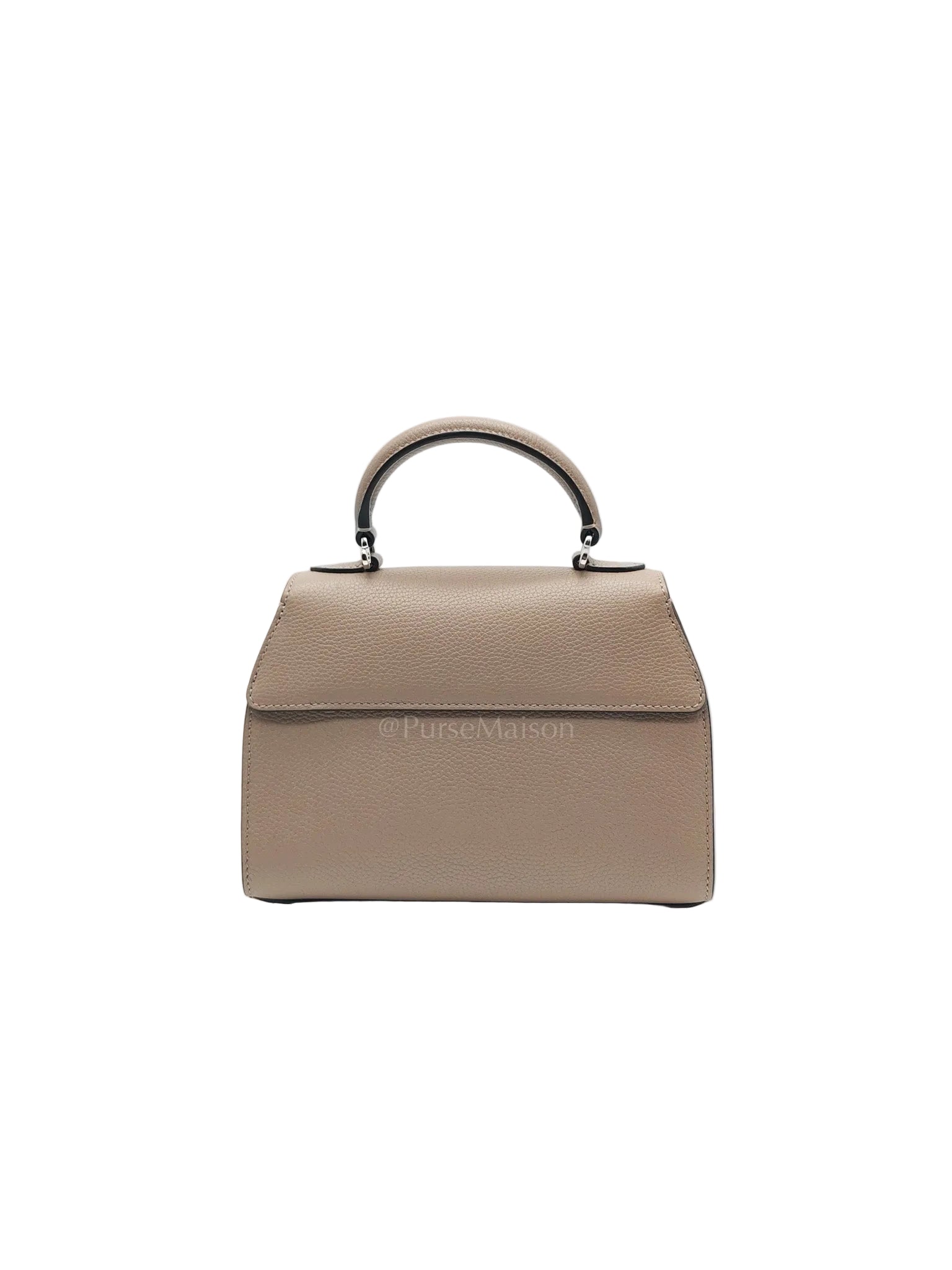 Rejane BB Hand Bag in Taupe Taurillon Calfskin Leather & Silver Hardware | Purse Maison Luxury Bags Shop
