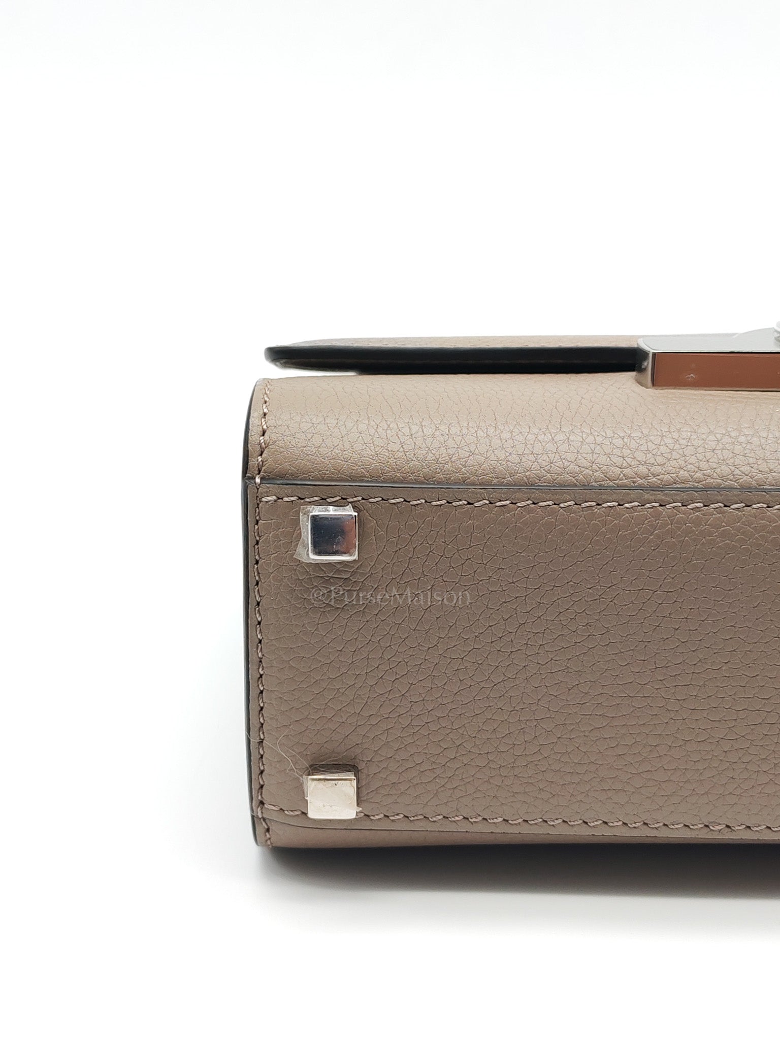 Rejane BB Hand Bag in Taupe Taurillon Calfskin Leather & Silver Hardware | Purse Maison Luxury Bags Shop
