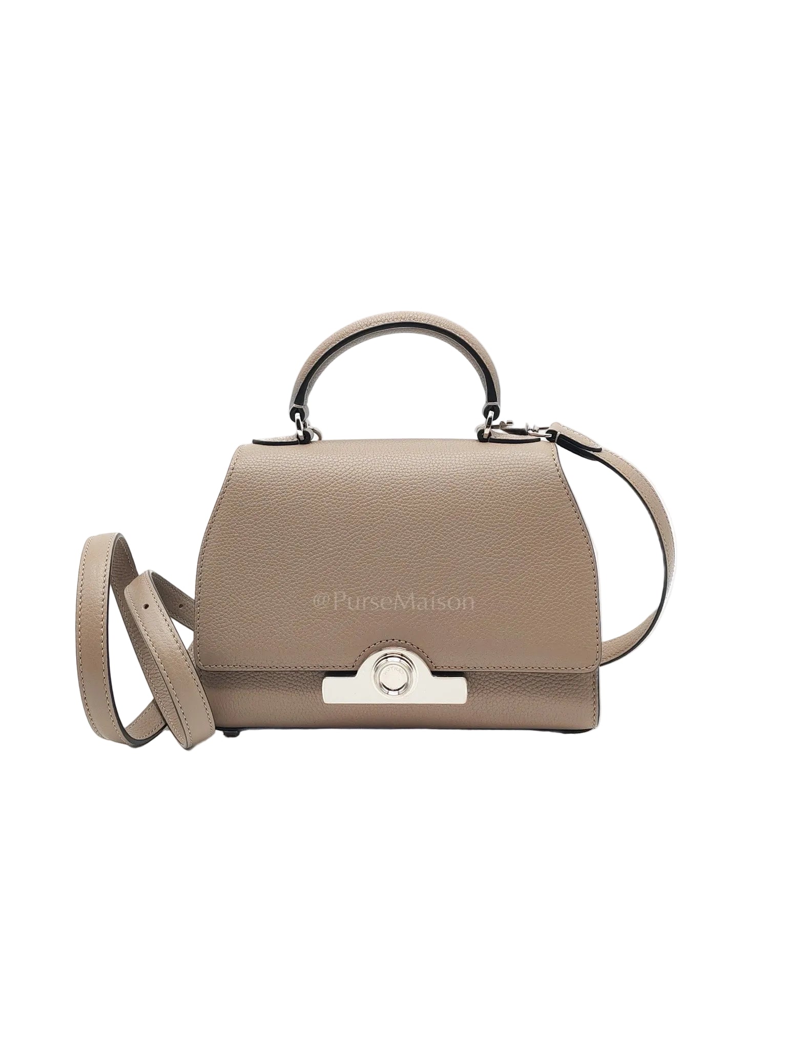 Rejane BB Hand Bag in Taupe Taurillon Calfskin Leather & Silver Hardware | Purse Maison Luxury Bags Shop