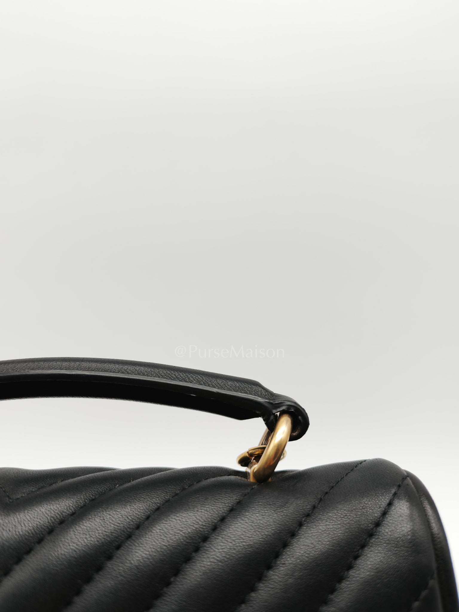 Reverse Chevron Quilted Top Handle Flap Bag in Lambskin Leather and Aged Gold Hardware Series 24 | Purse Maison Luxury Bags Shop