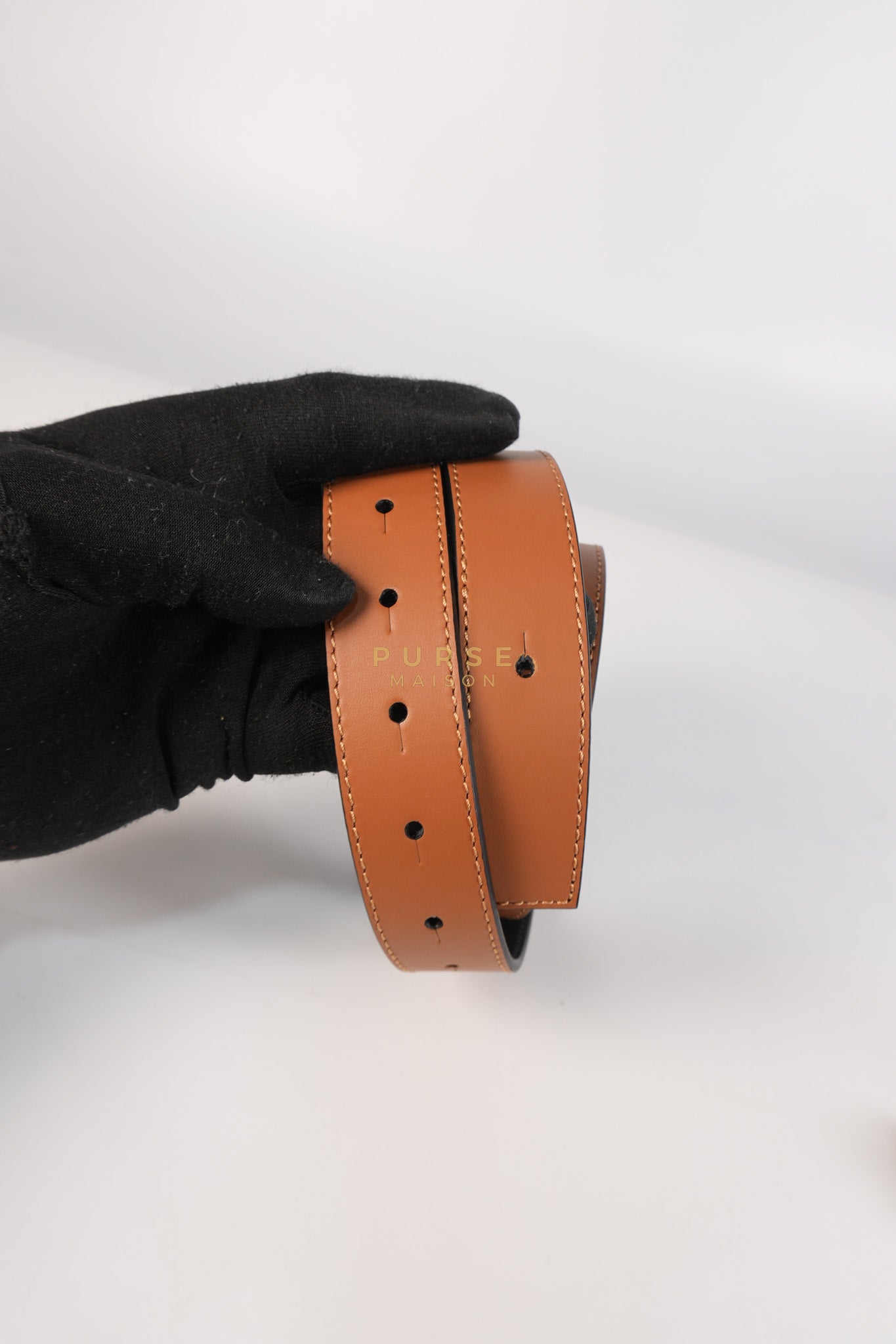 Reversible Anagram Belt in Black/Tan Leather Size 75 | Purse Maison Luxury Bags Shop