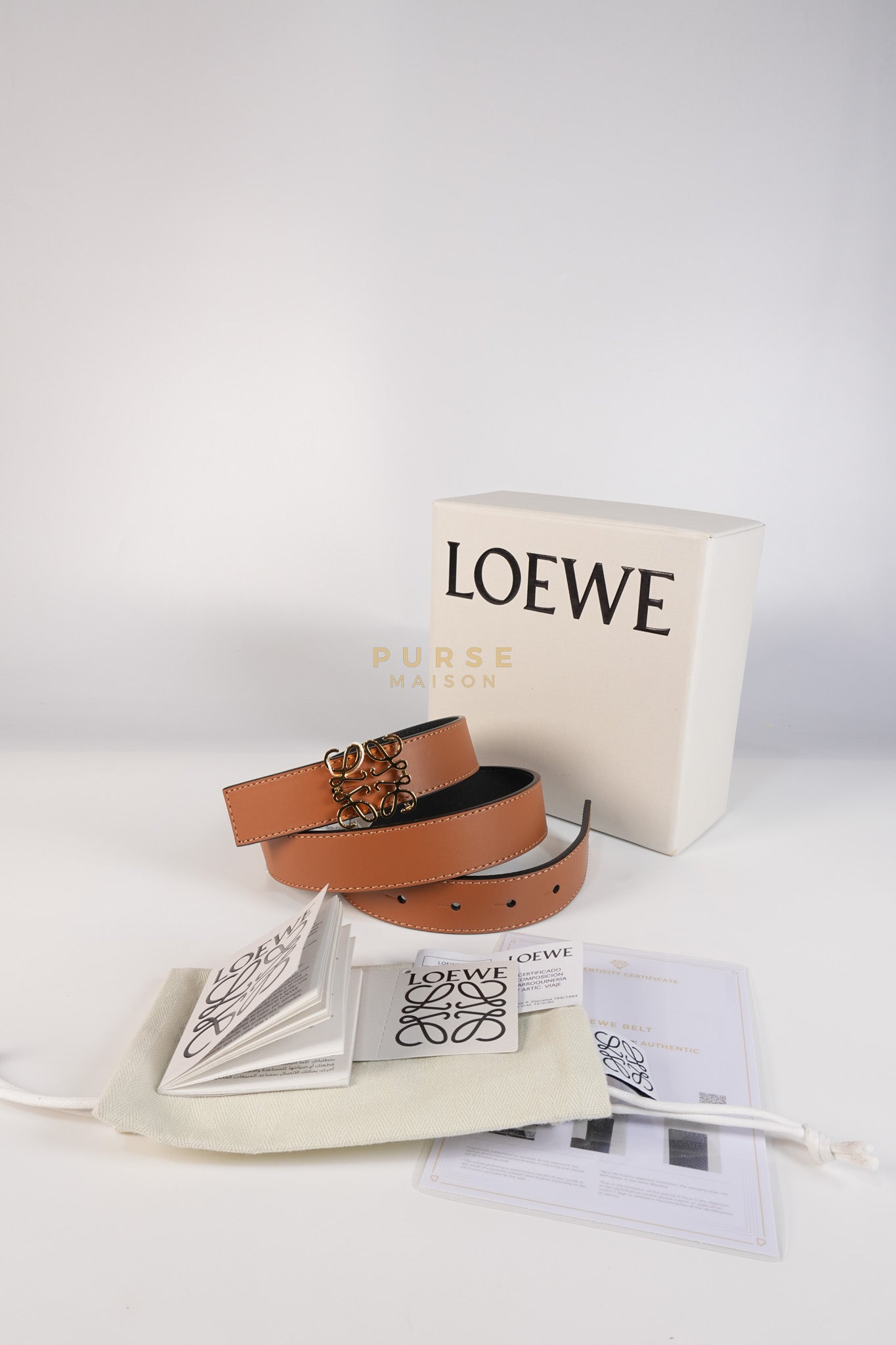 Reversible Anagram Belt in Black/Tan Leather Size 75 | Purse Maison Luxury Bags Shop