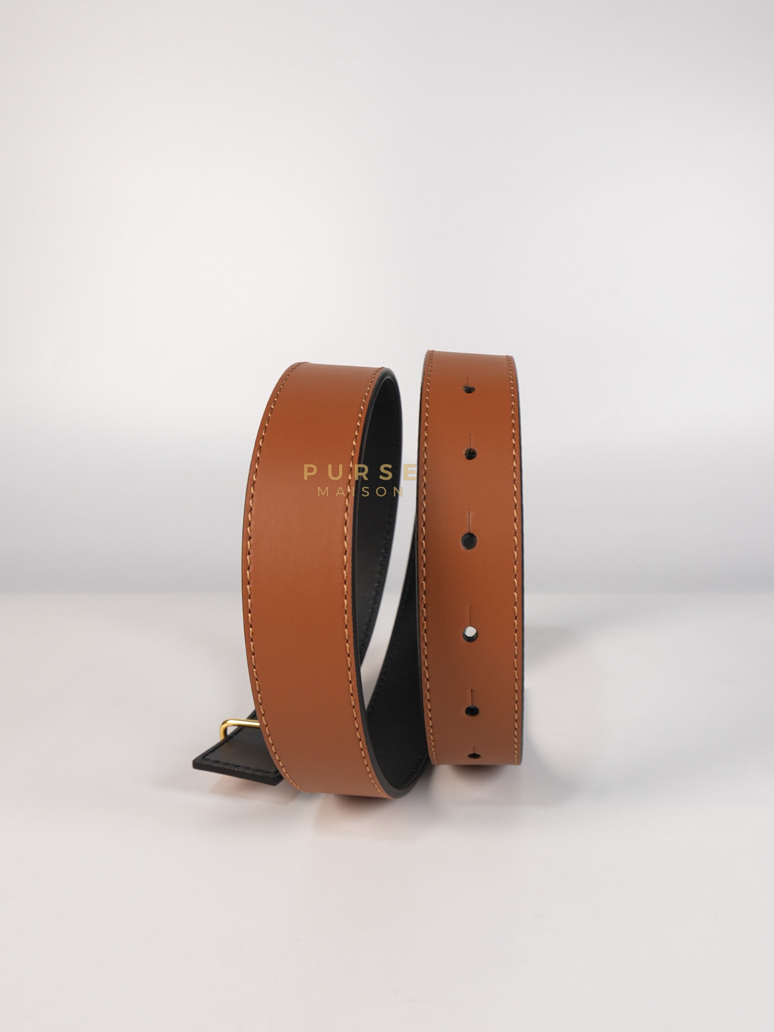 Reversible Anagram Belt in Black/Tan Leather Size 75 | Purse Maison Luxury Bags Shop
