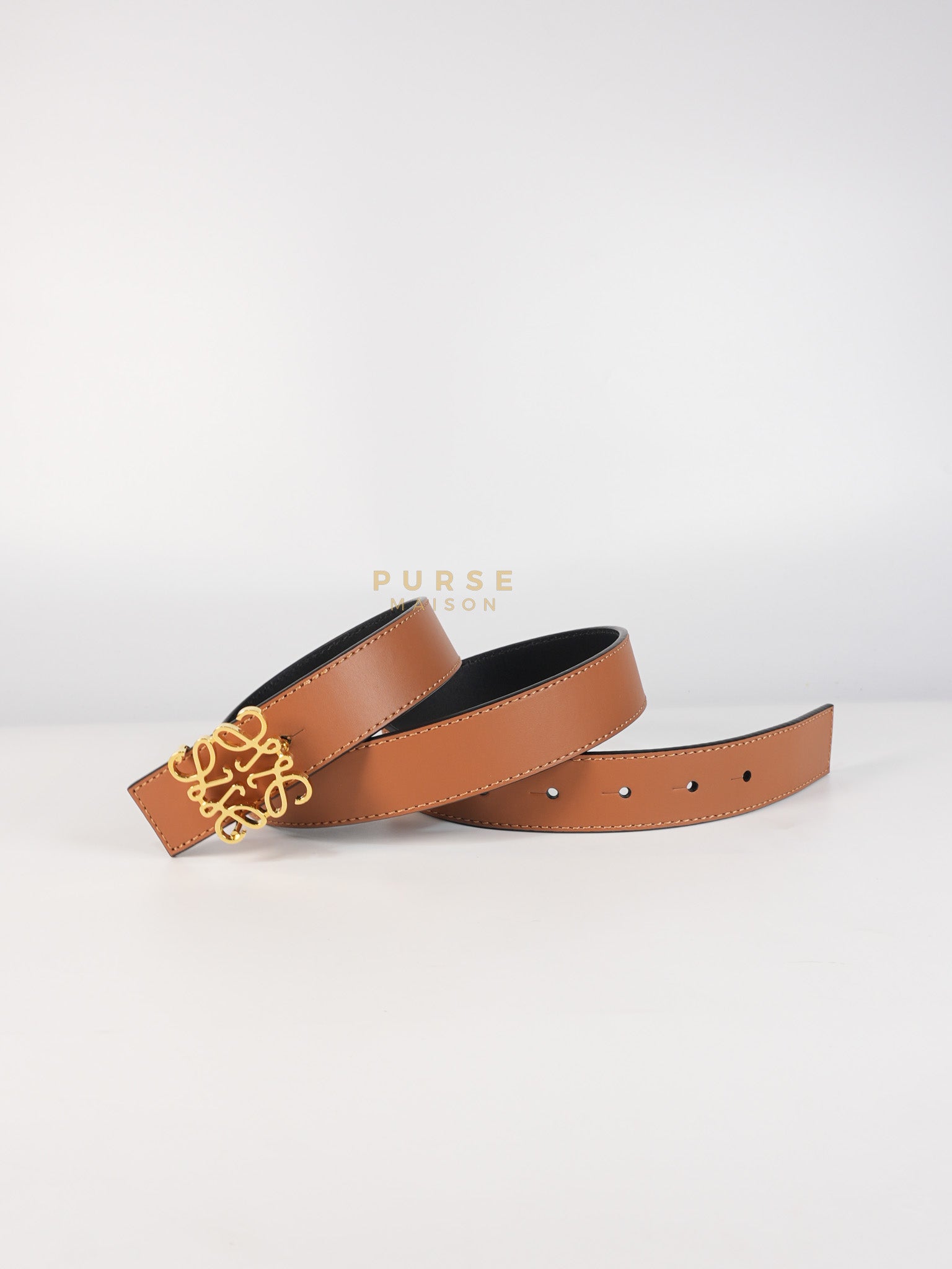 Reversible Anagram Belt in Black/Tan Leather Size 75 | Purse Maison Luxury Bags Shop