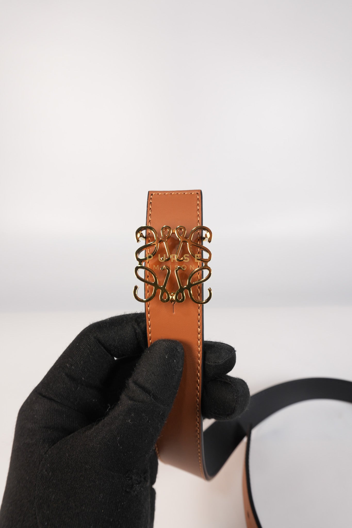 Reversible Anagram Belt in Black/Tan Leather Size 75 | Purse Maison Luxury Bags Shop