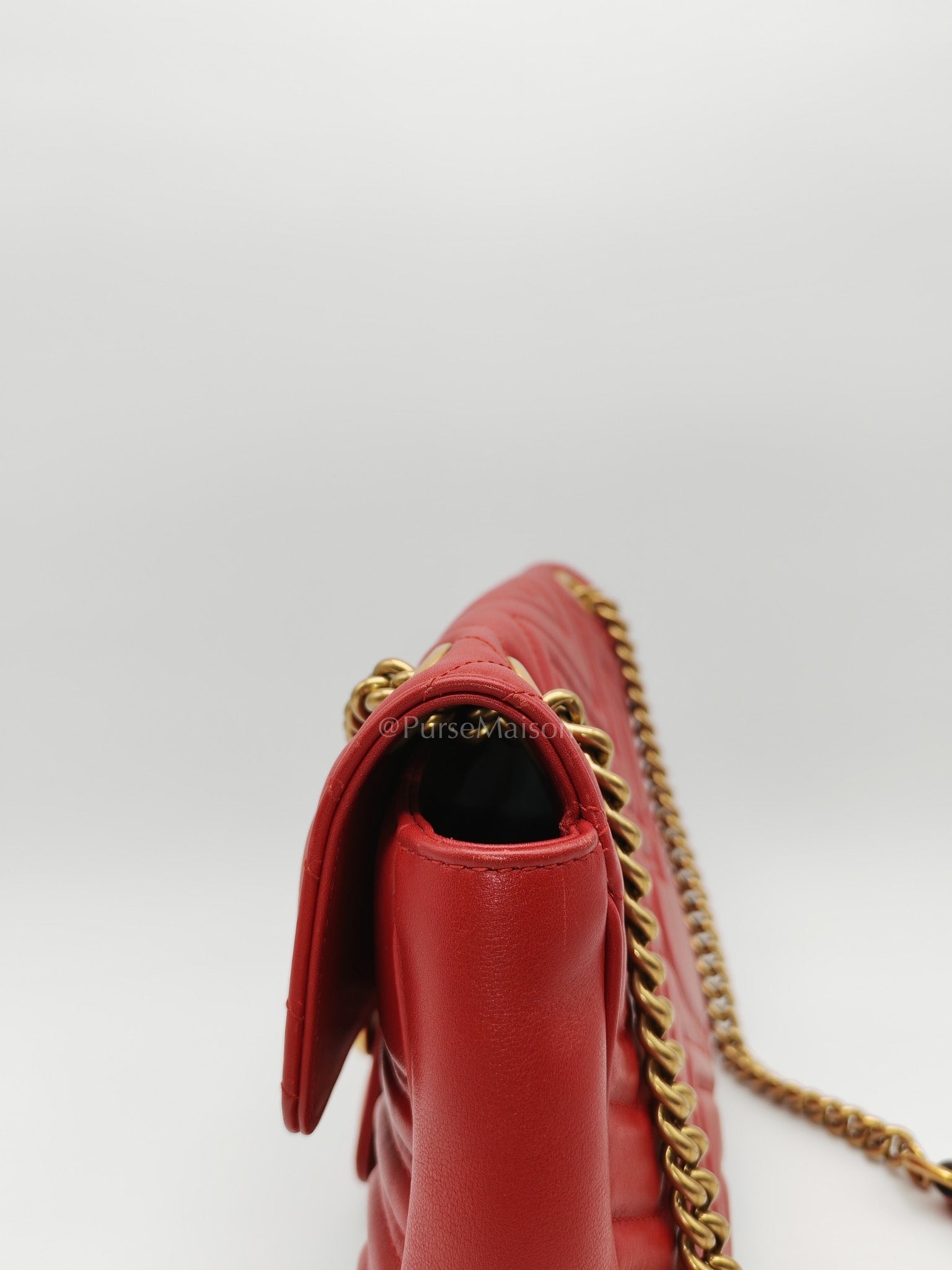 Marmont Medium in Hibiscus Red Calfskin Leather Shoulder Bag