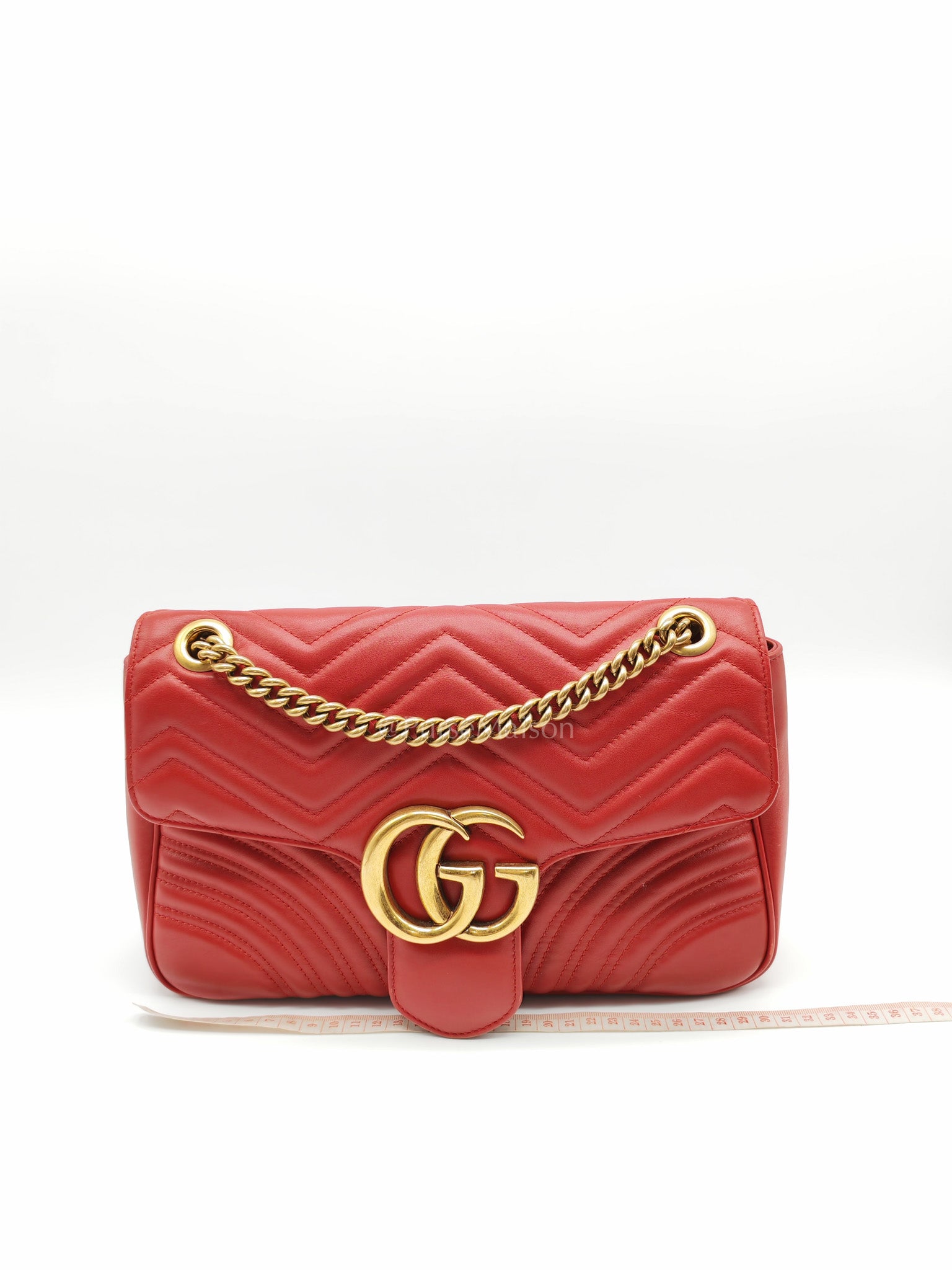 Marmont Medium in Hibiscus Red Calfskin Leather Shoulder Bag