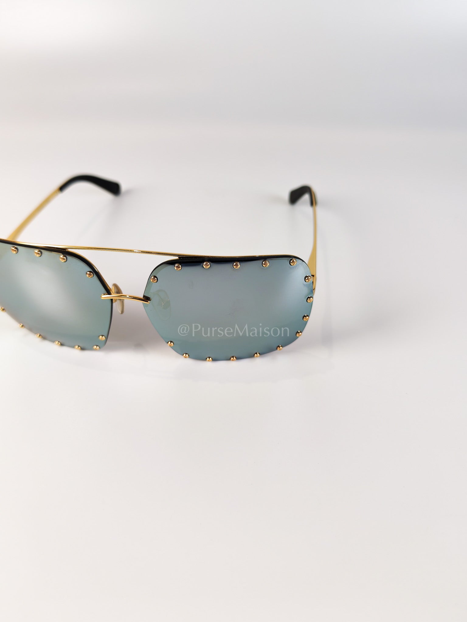 RG01280The Party Square Sunglasses in Black Studded Lens and Metal Frame | Purse Maison Luxury Bags Shop