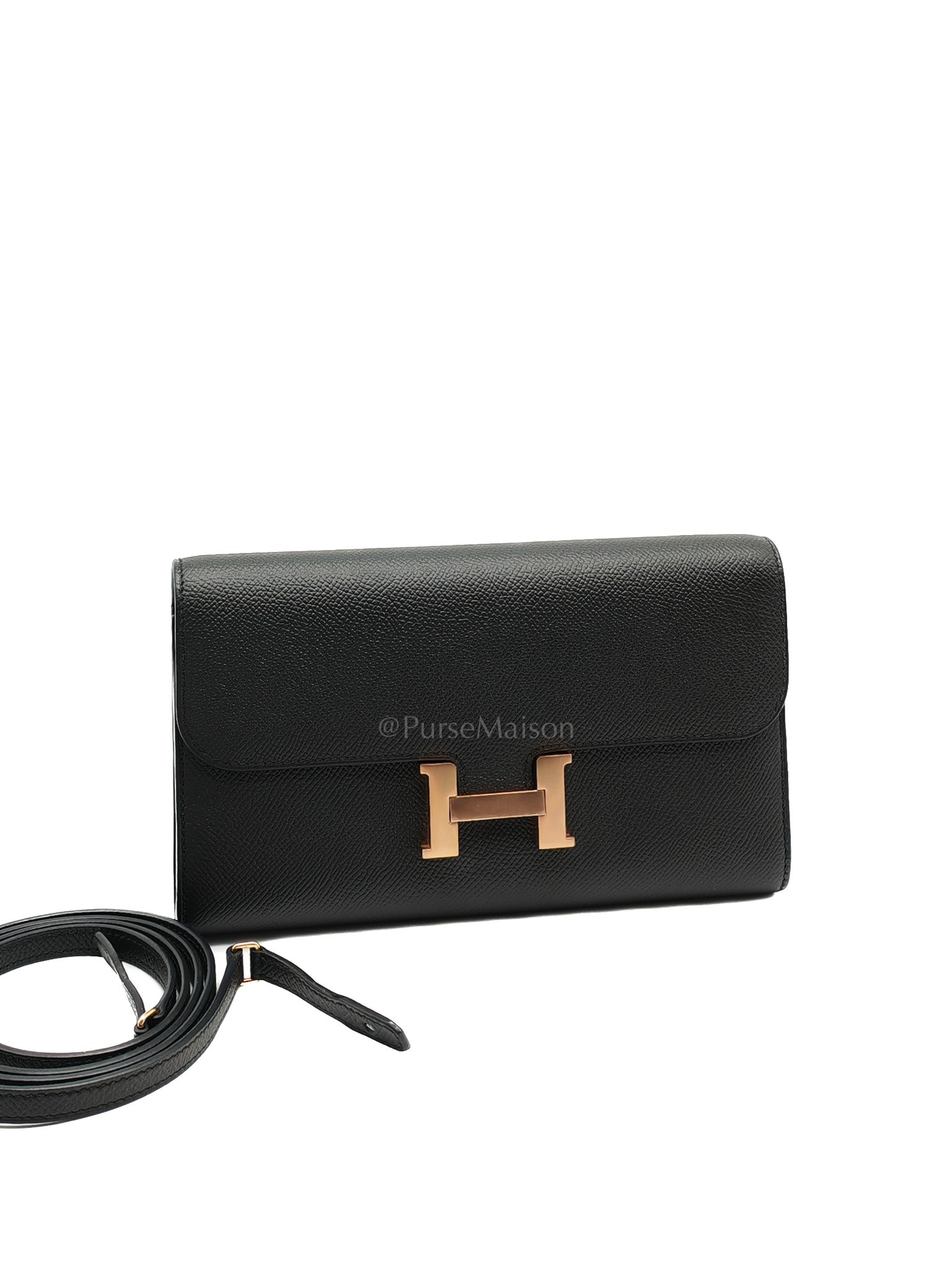 Constance To Go in Black Epsom Leather & Rose Gold Hardware Stamp W(2024)
