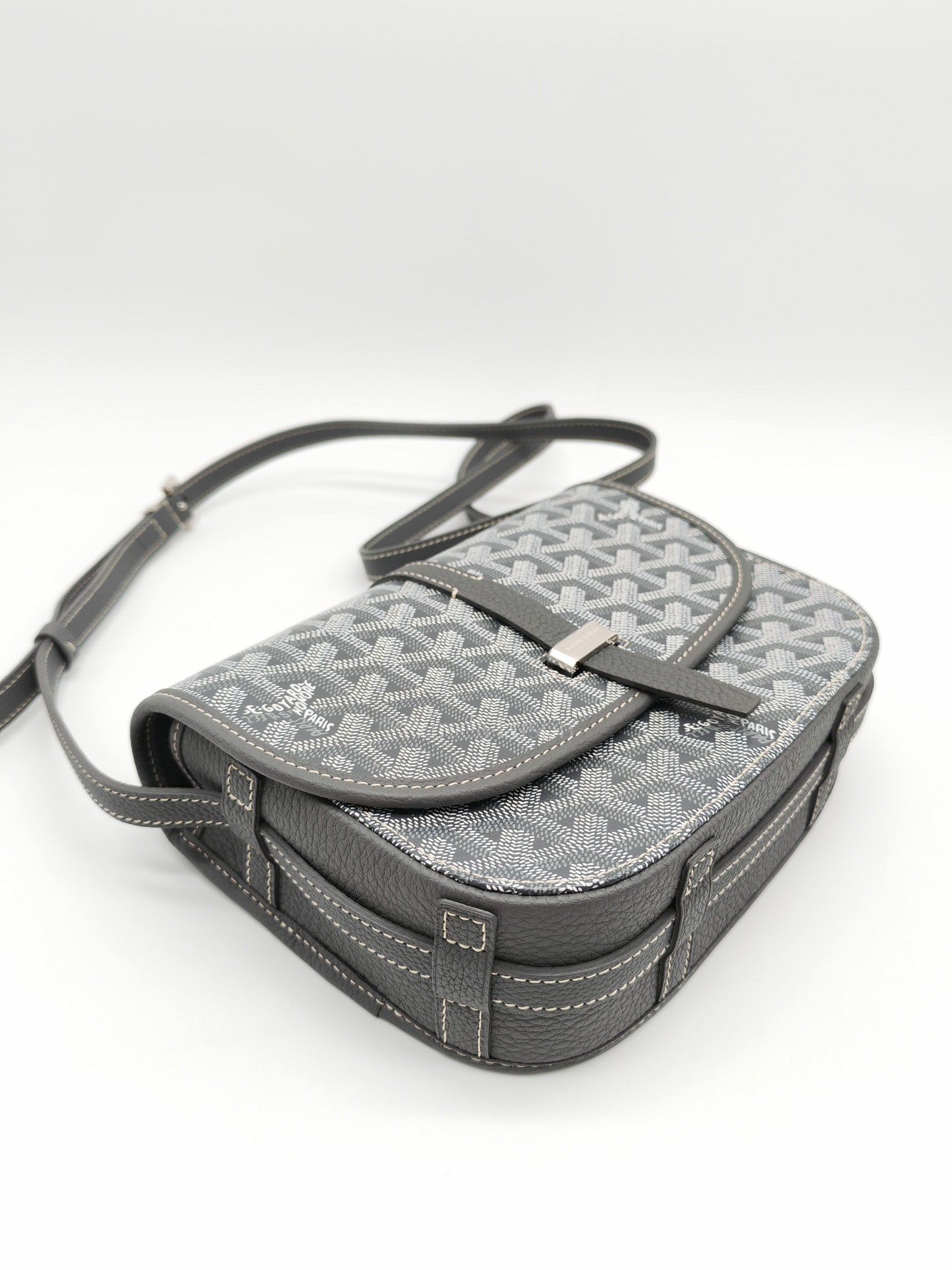 Belvedere Crossbody Bag PM in Gray Goyardine Canvas