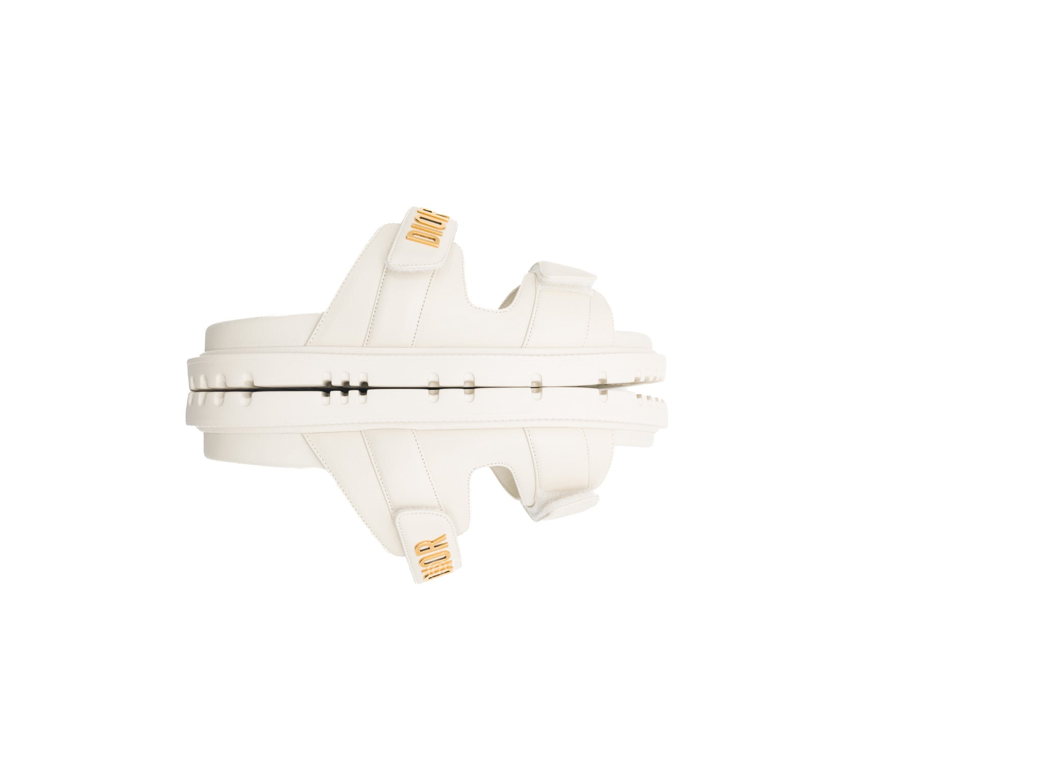 Christian Dior Dioract Sandals in White Lambskin Leather & Gold Hardware Size 36.5 EU (23.5cm)