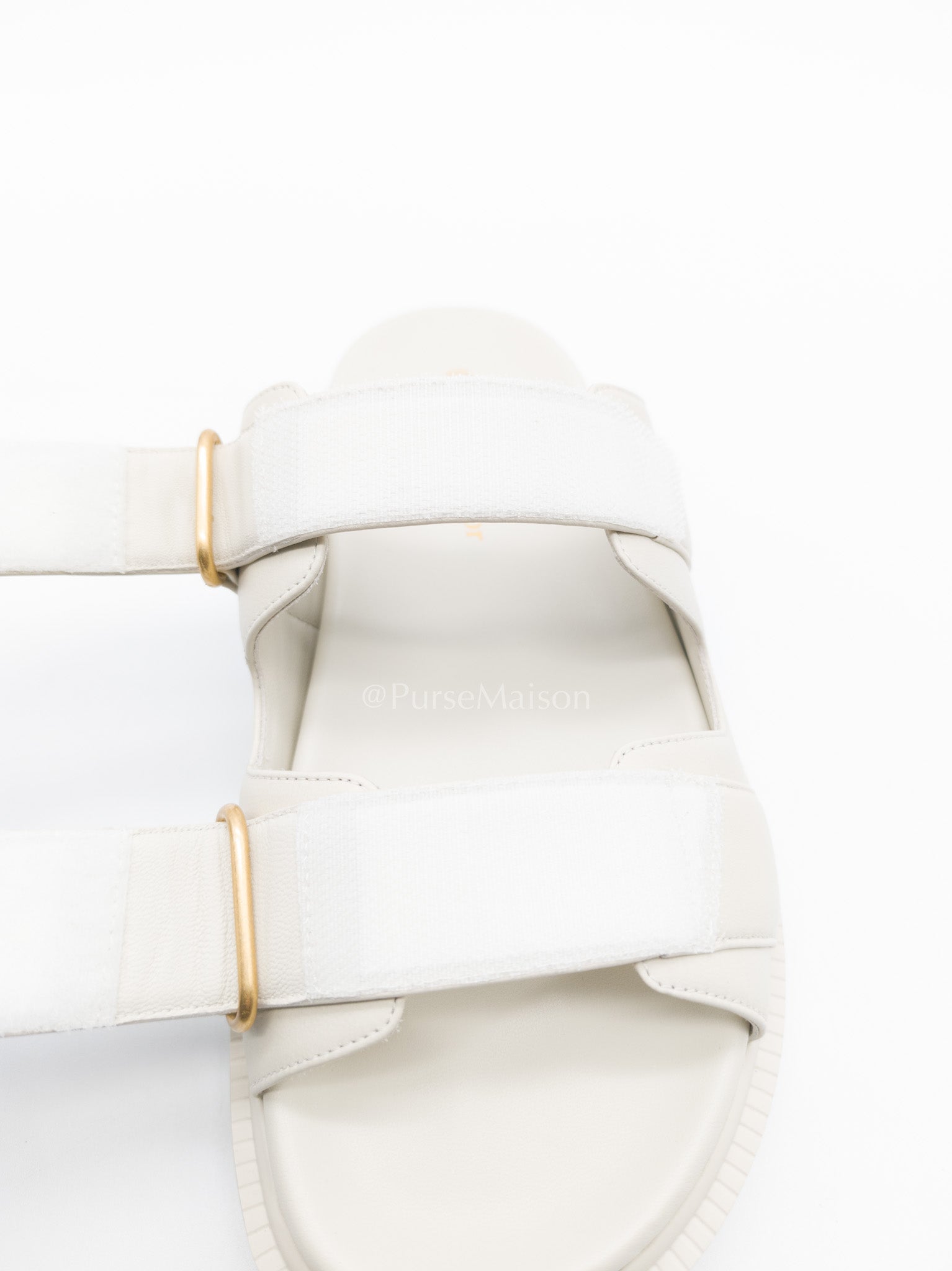 Christian Dior Dioract Sandals in White Lambskin Leather & Gold Hardware Size 36.5 EU (23.5cm)