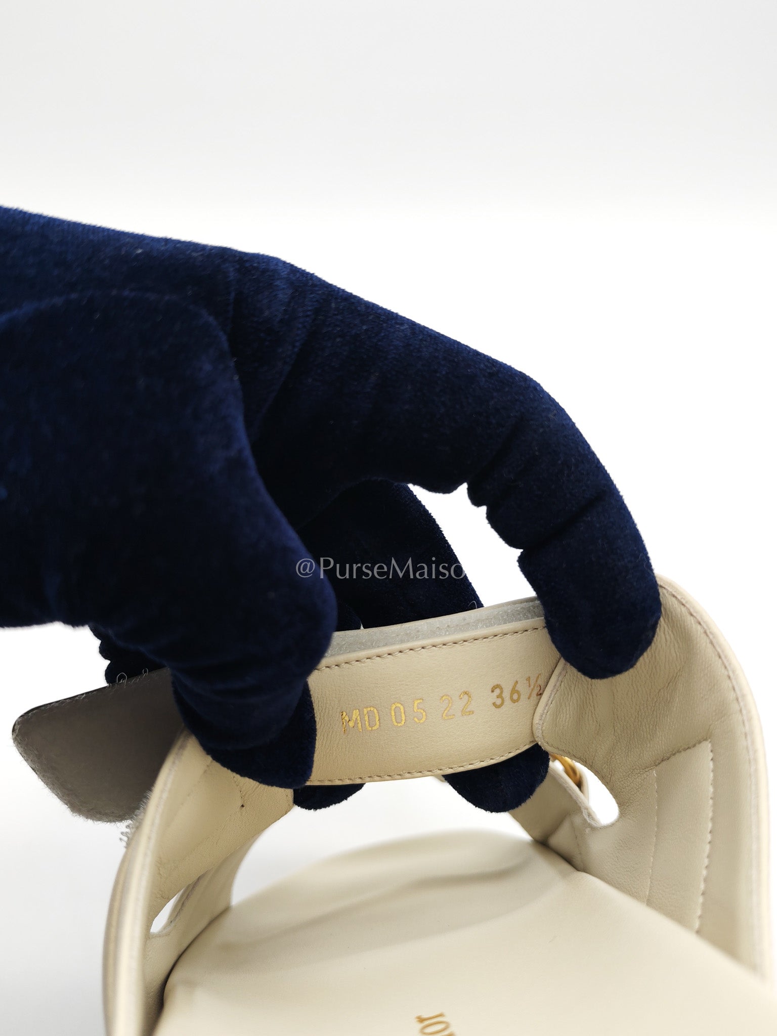 Christian Dior Dioract Sandals in White Lambskin Leather & Gold Hardware Size 36.5 EU (23.5cm)