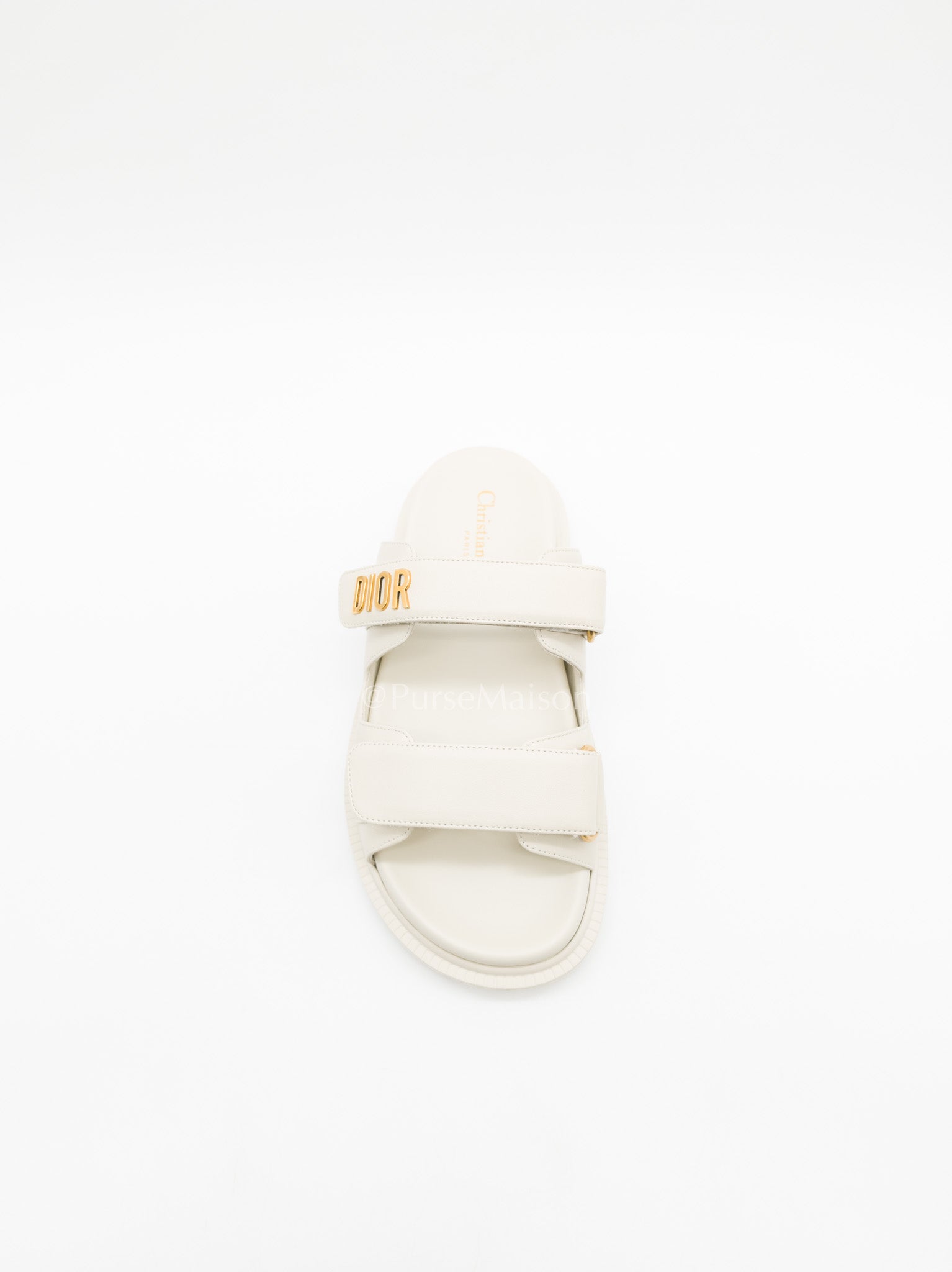 Christian Dior Dioract Sandals in White Lambskin Leather & Gold Hardware Size 36.5 EU (23.5cm)