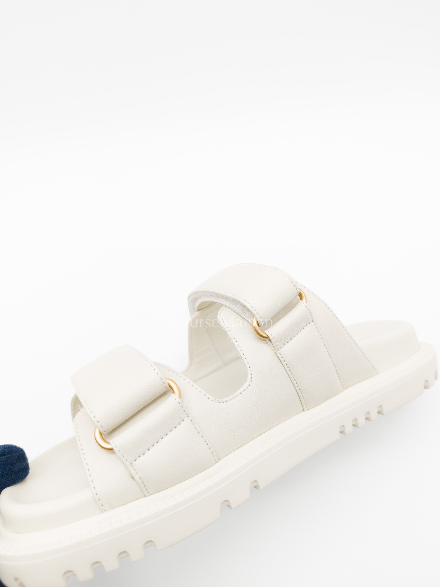 Christian Dior Dioract Sandals in White Lambskin Leather & Gold Hardware Size 36.5 EU (23.5cm)