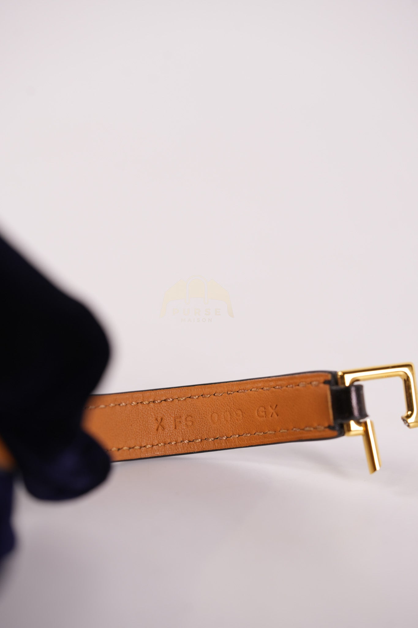 Rivale Double Tour Bracelet in Noir Box Calfskin Leather Gold Hardware Stamp X(2016) | Purse Maison Luxury Bags Shop