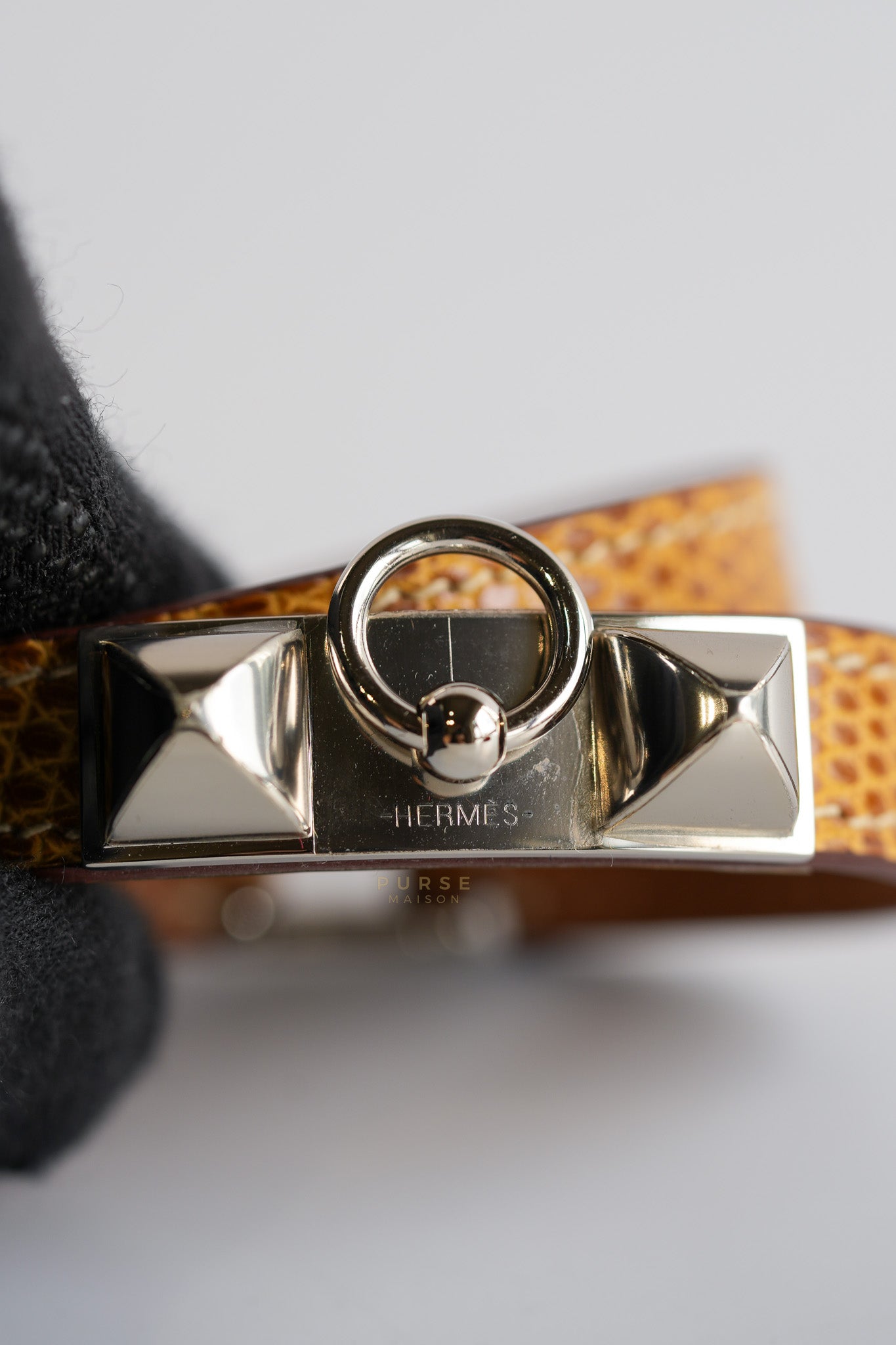 Rivale Double Tour Croc XS Bracelet Palladium Hardware Stamp X | Purse Maison Luxury Bags Shop