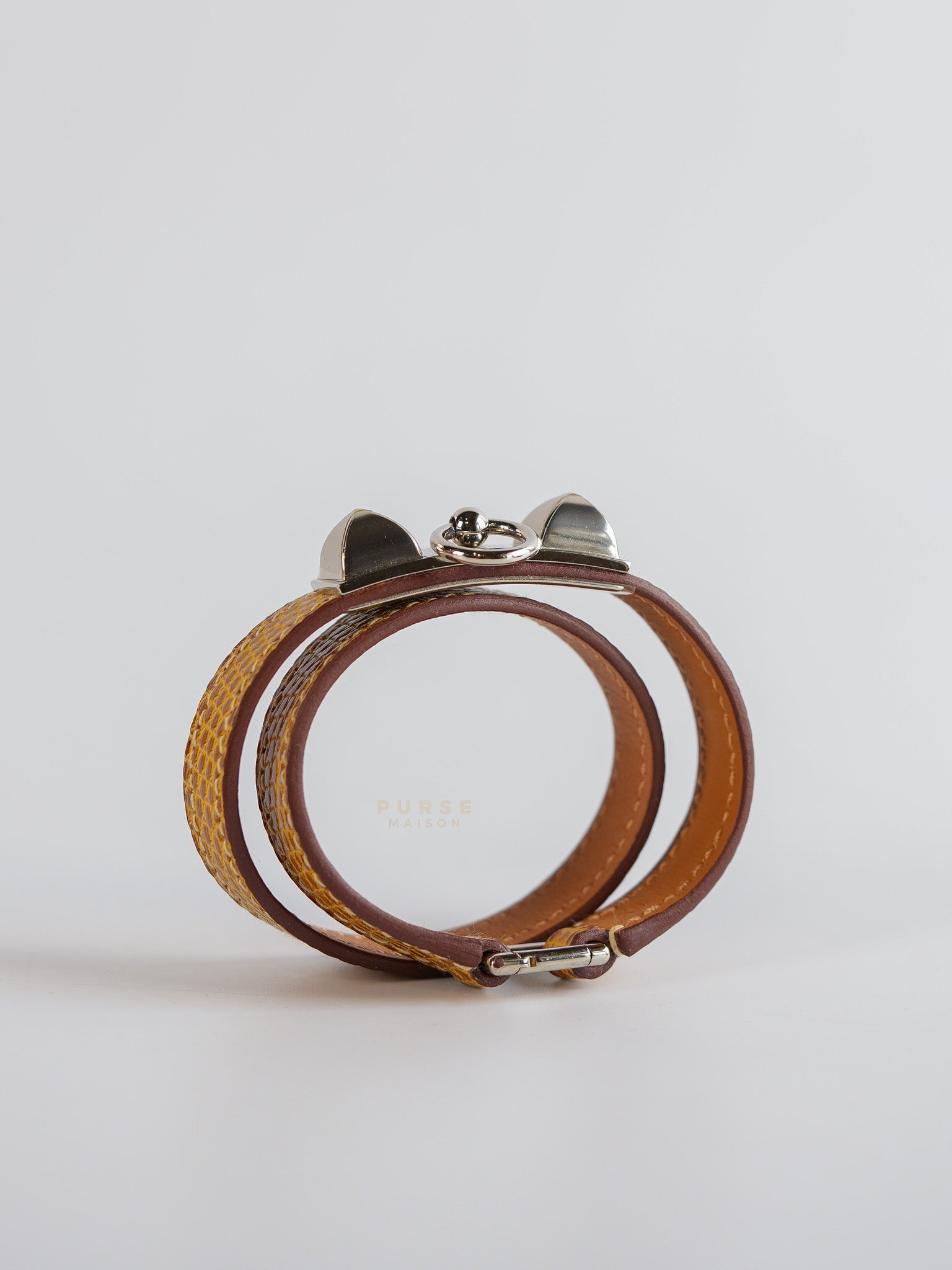 Rivale Double Tour Croc XS Bracelet Palladium Hardware Stamp X | Purse Maison Luxury Bags Shop