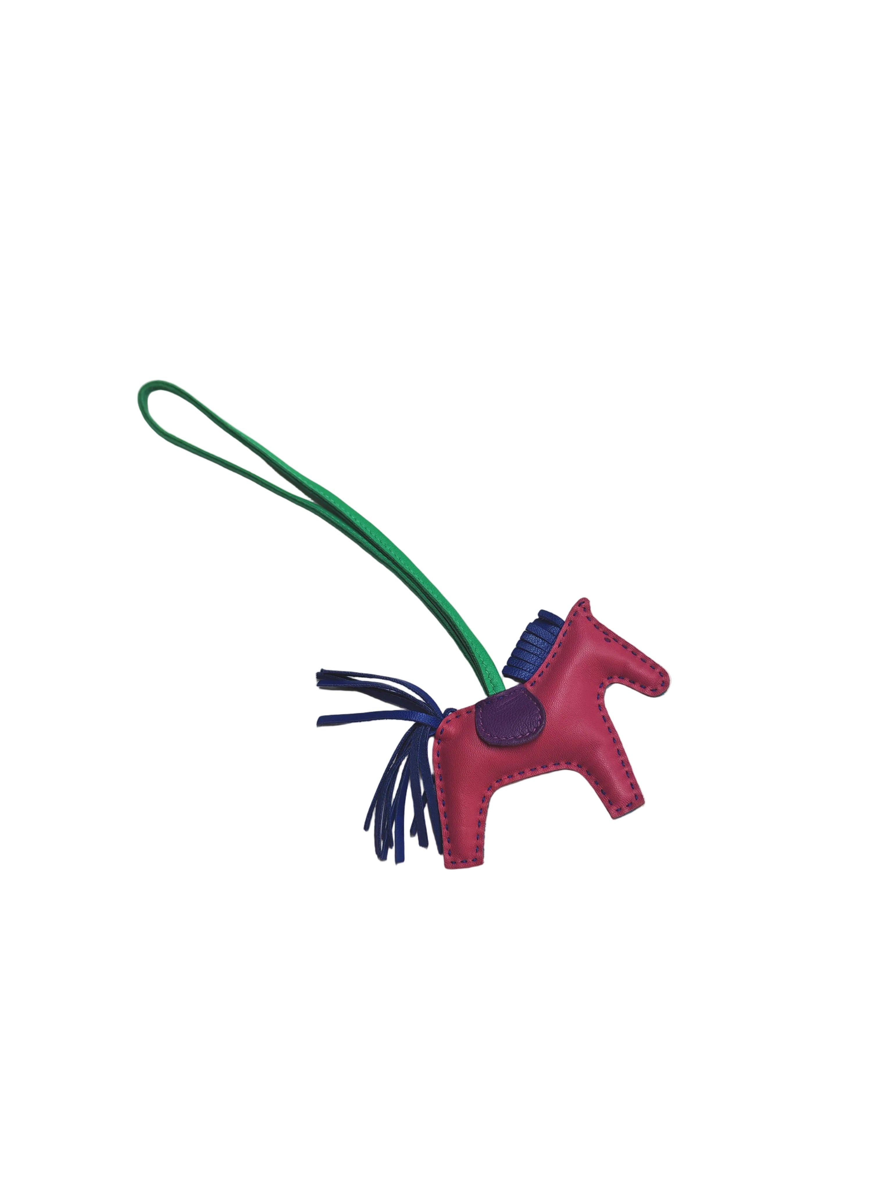 Hermes Rodeo in Rose Shocking/Bleu Azteque/Bleu Electrique/Menthe Soufre Violet Bag Charm