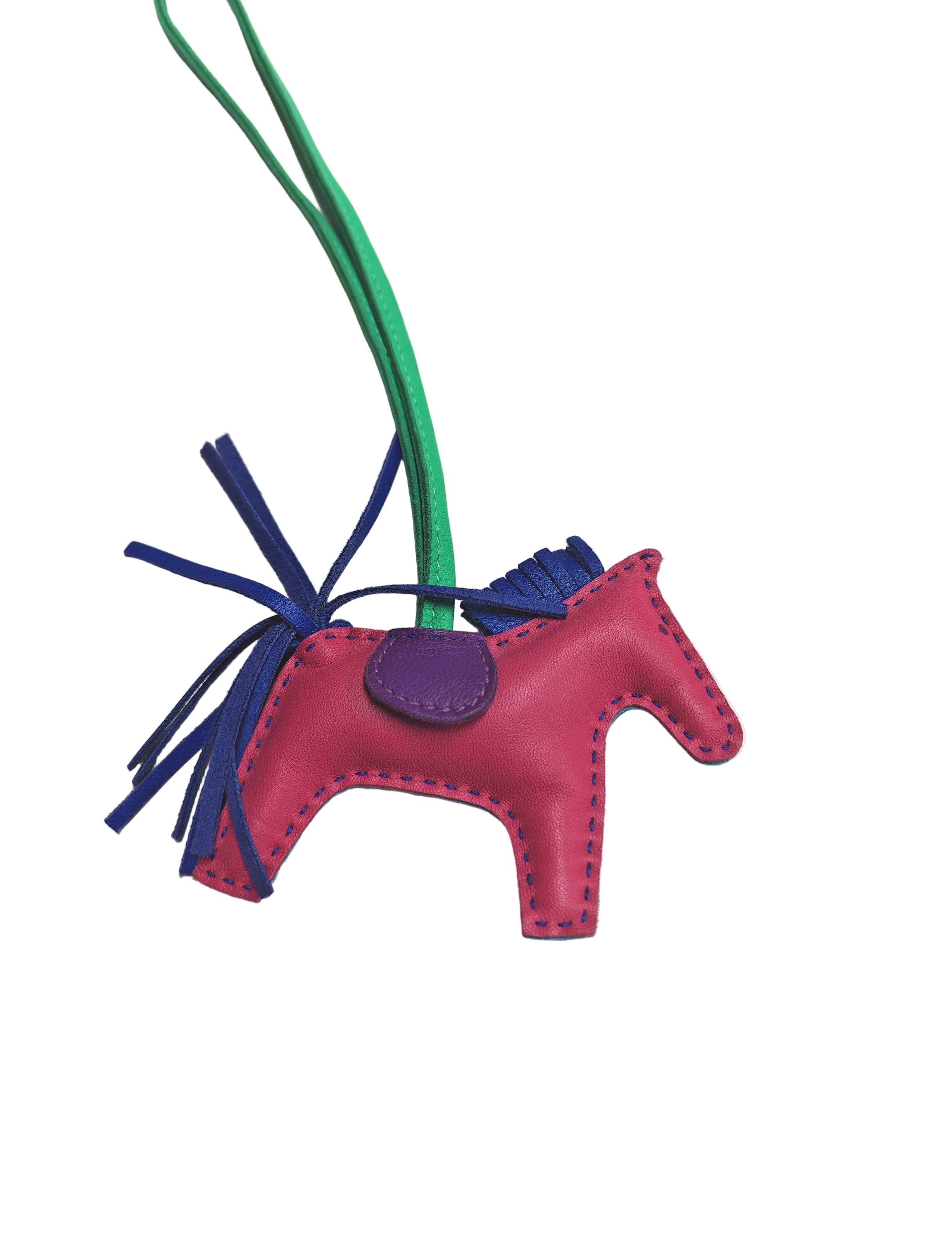 Hermes Rodeo in Rose Shocking/Bleu Azteque/Bleu Electrique/Menthe Soufre Violet Bag Charm