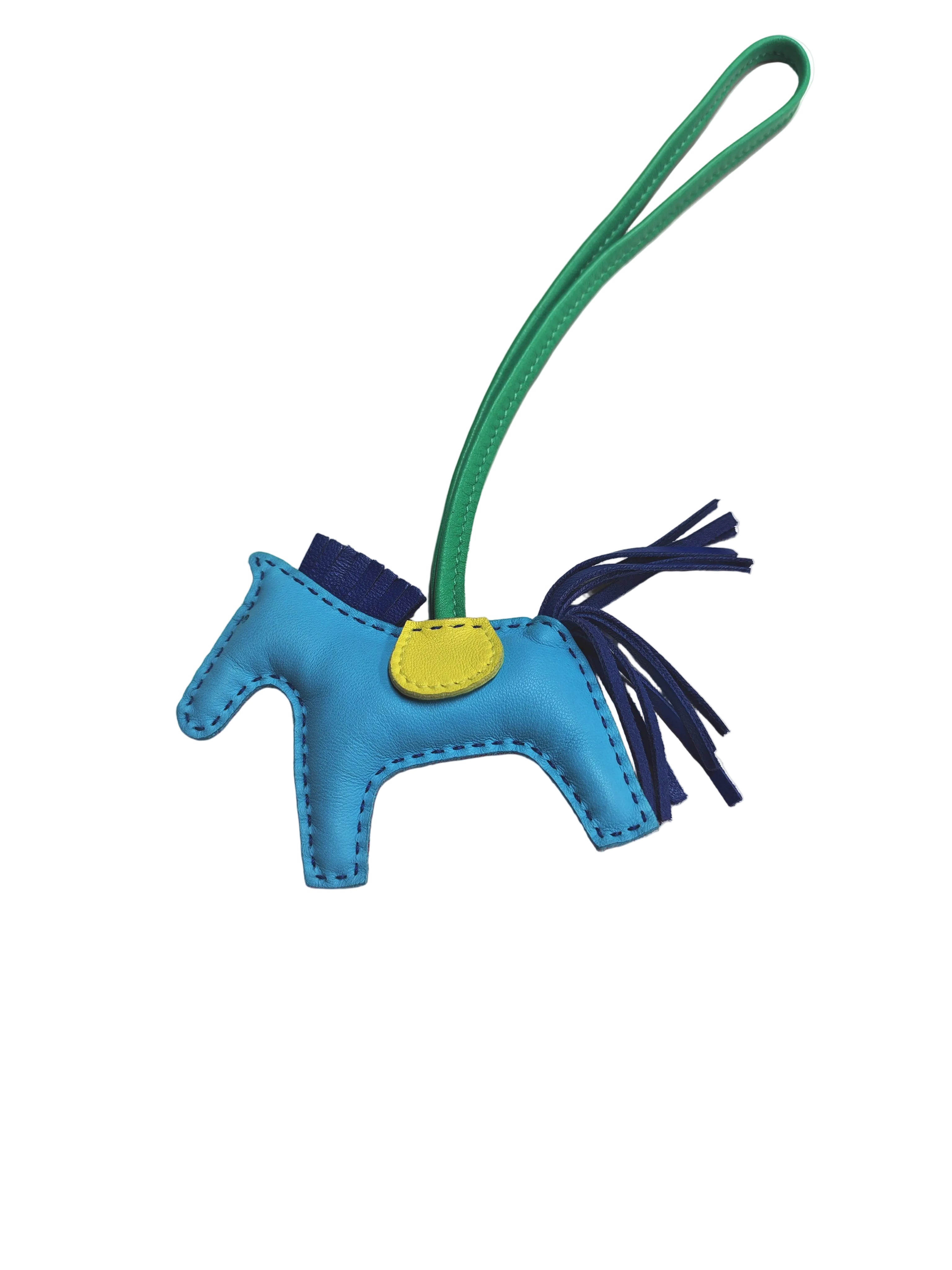 Hermes Rodeo in Rose Shocking/Bleu Azteque/Bleu Electrique/Menthe Soufre Violet Bag Charm