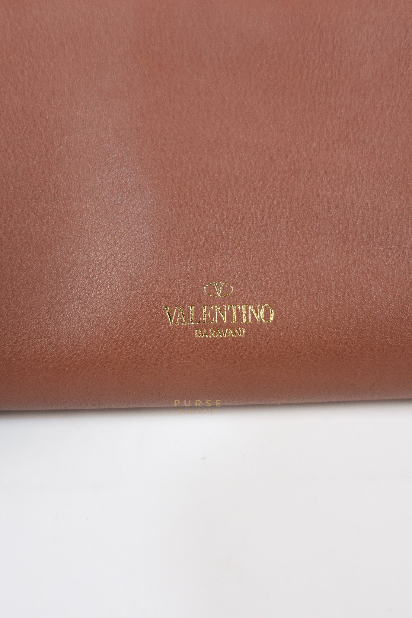 Rockstud Zip Around Long Wallet in Brown Calfskin Leather | Purse Maison Luxury Bags Shop