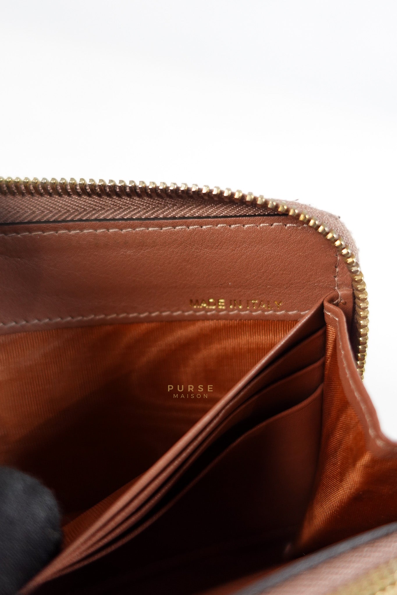 Rockstud Zip Around Long Wallet in Brown Calfskin Leather | Purse Maison Luxury Bags Shop