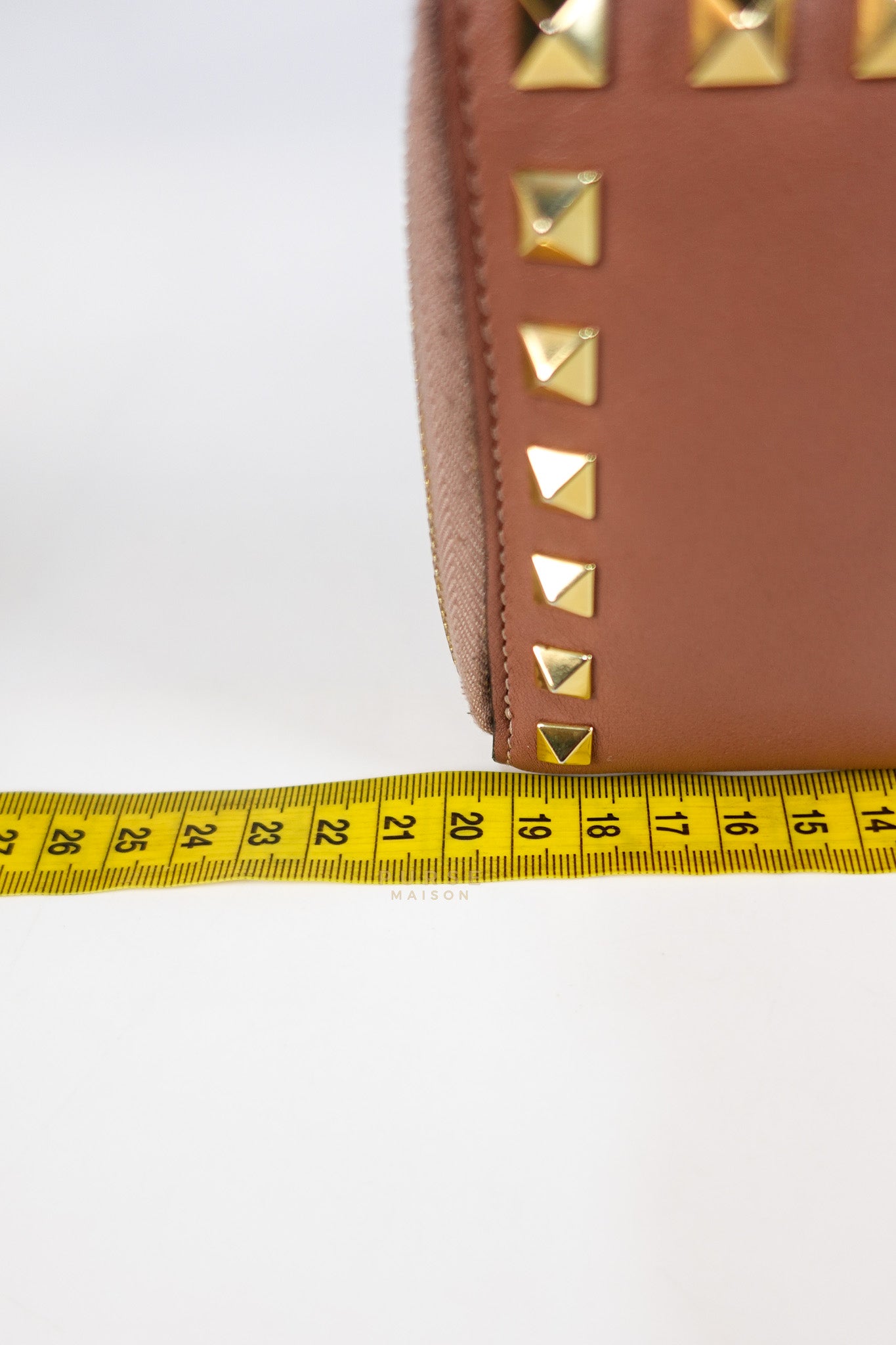 Rockstud Zip Around Long Wallet in Brown Calfskin Leather | Purse Maison Luxury Bags Shop