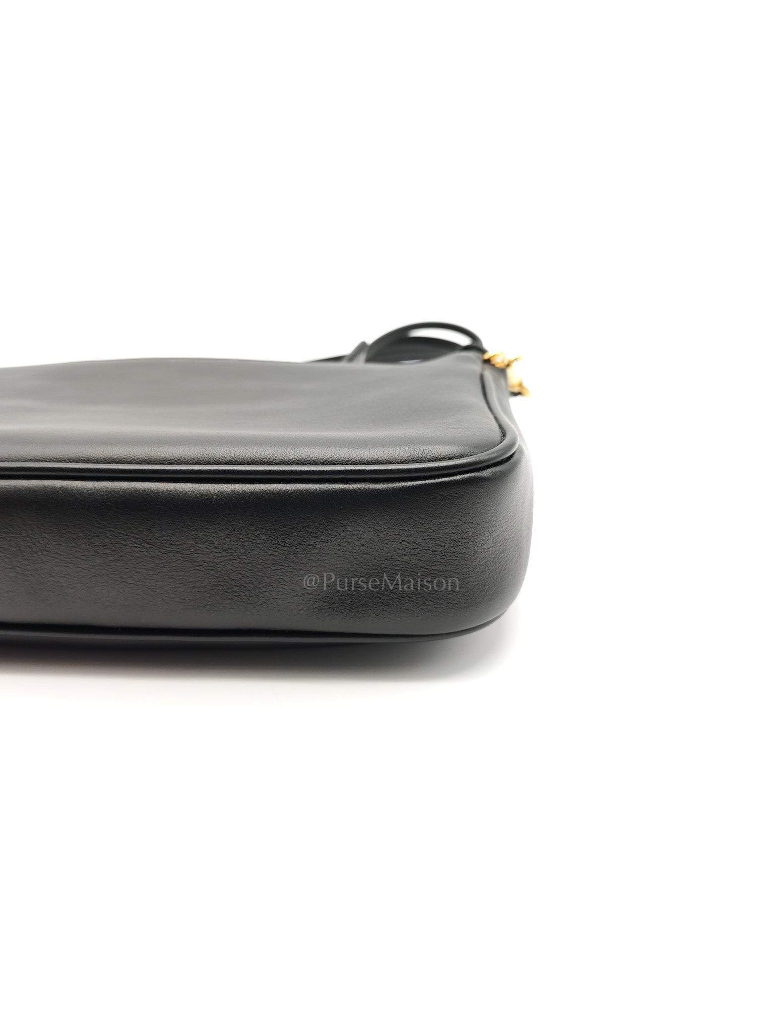 Rodeo Shoulder Bag in Black Calfskin Leather & Gold Hardware | Purse Maison Luxury Bags Shop