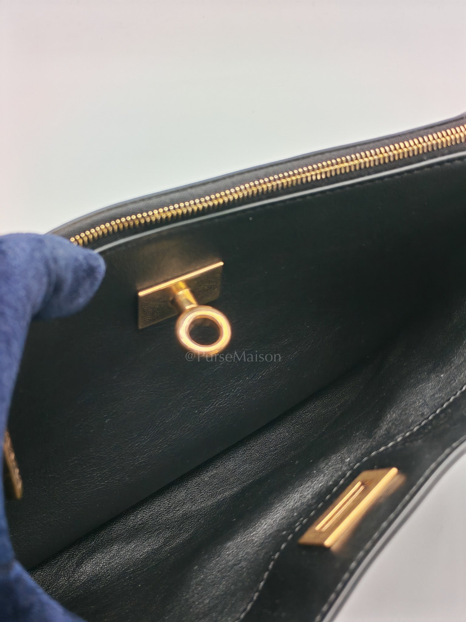 Rodeo Shoulder Bag in Black Calfskin Leather & Gold Hardware | Purse Maison Luxury Bags Shop
