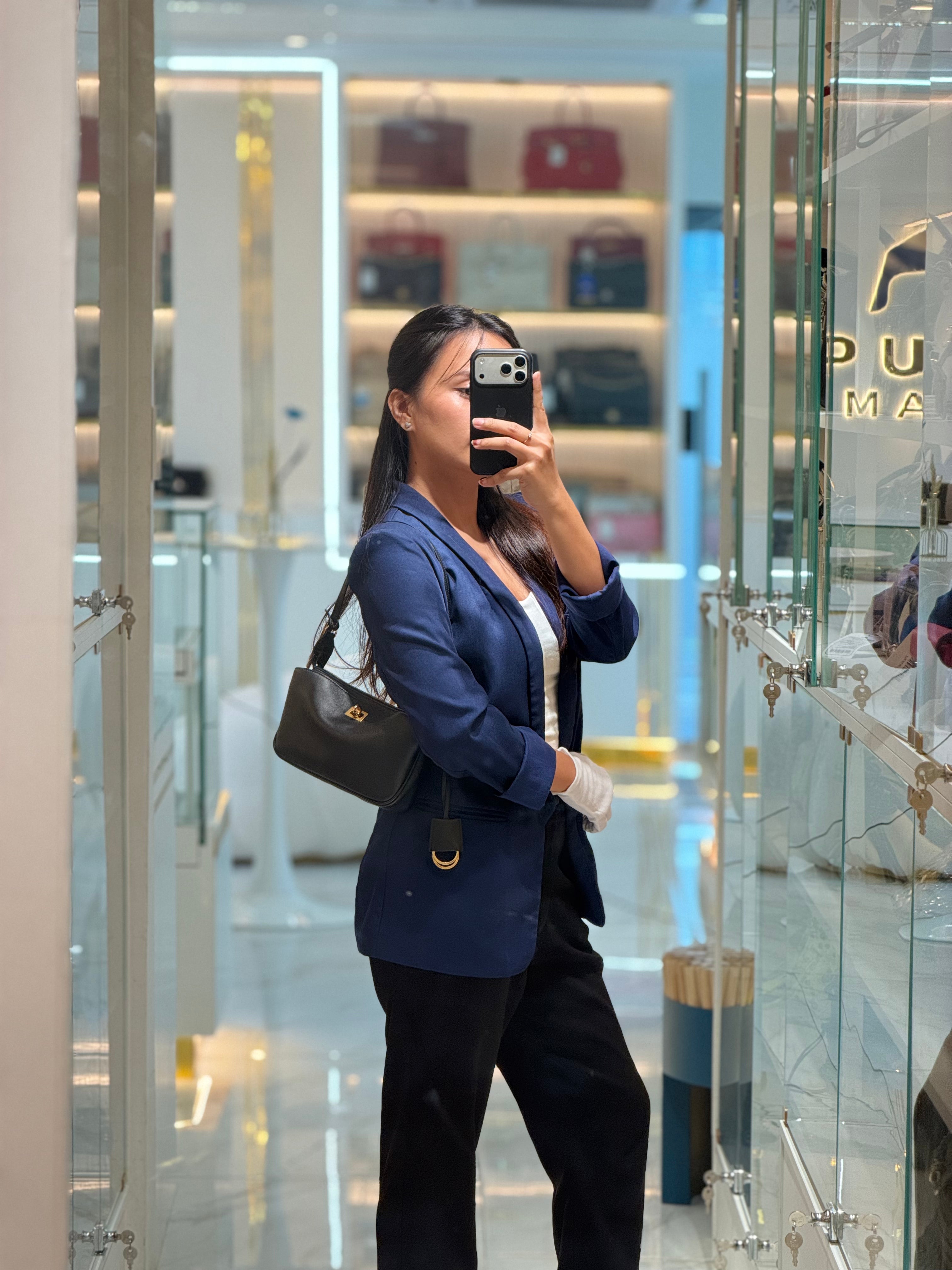 Rodeo Shoulder Bag in Black Calfskin Leather & Gold Hardware | Purse Maison Luxury Bags Shop