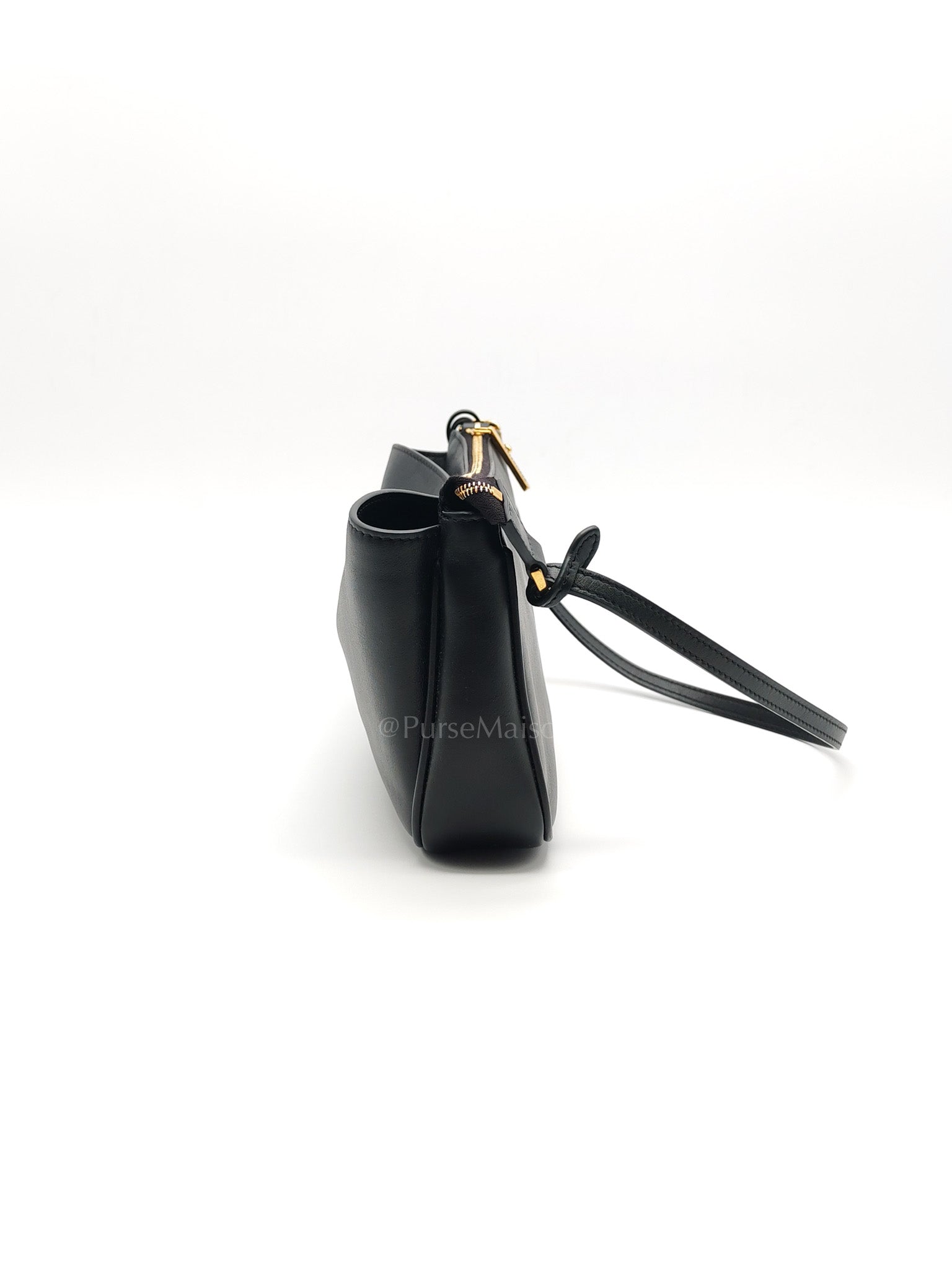 Rodeo Shoulder Bag in Black Calfskin Leather & Gold Hardware | Purse Maison Luxury Bags Shop