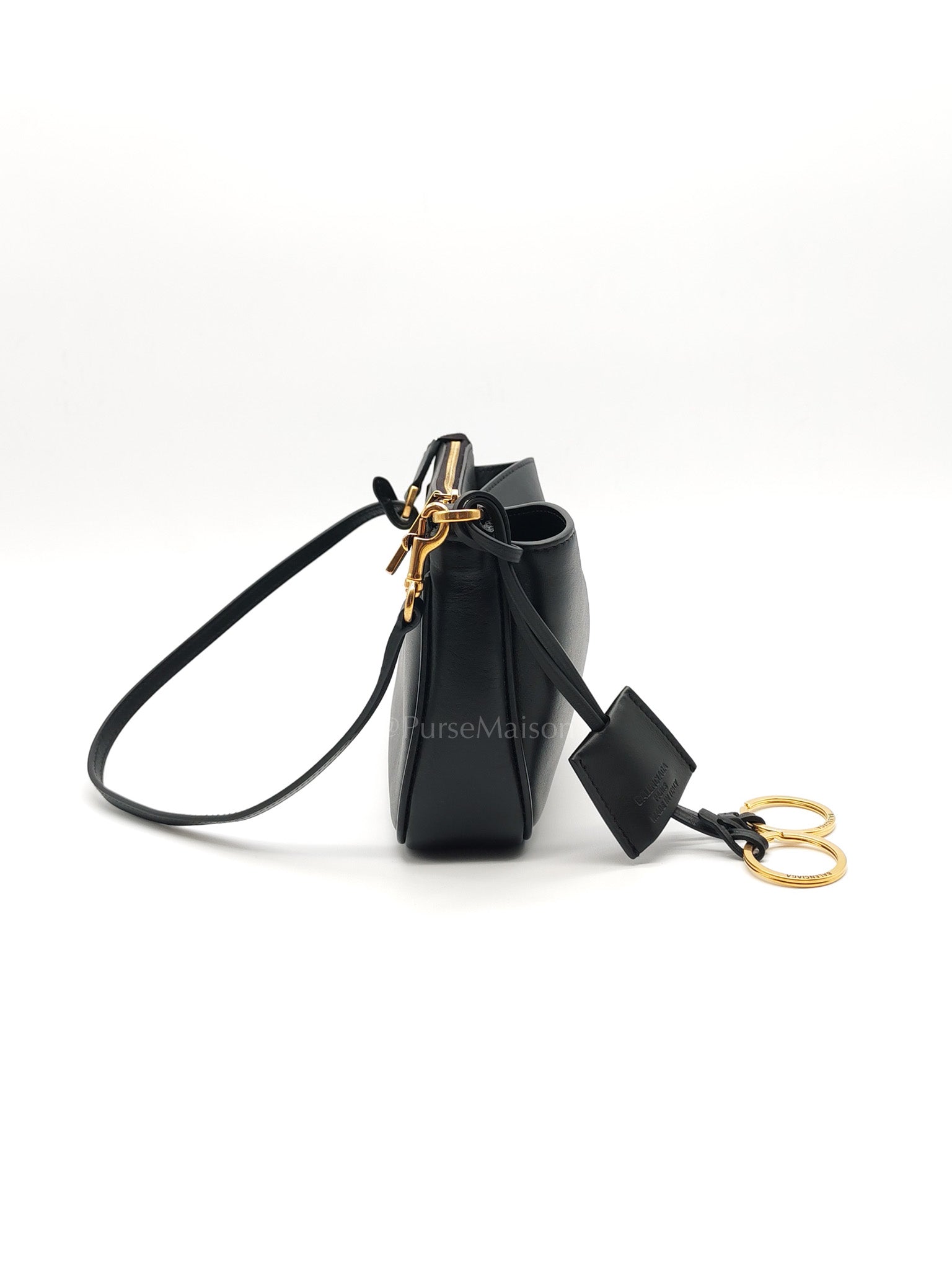 Rodeo Shoulder Bag in Black Calfskin Leather & Gold Hardware | Purse Maison Luxury Bags Shop